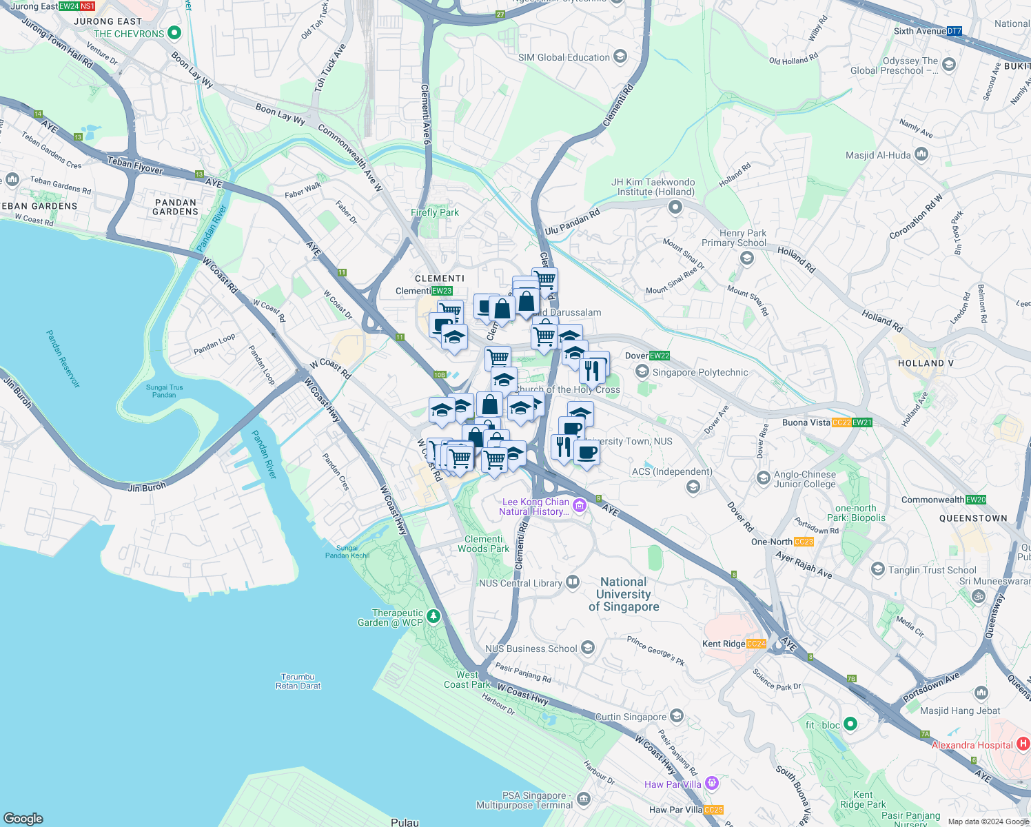 map of restaurants, bars, coffee shops, grocery stores, and more near in Singapore