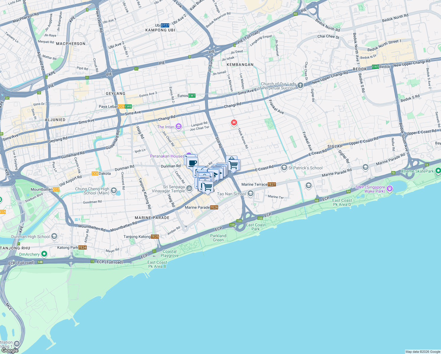 map of restaurants, bars, coffee shops, grocery stores, and more near in Singapore