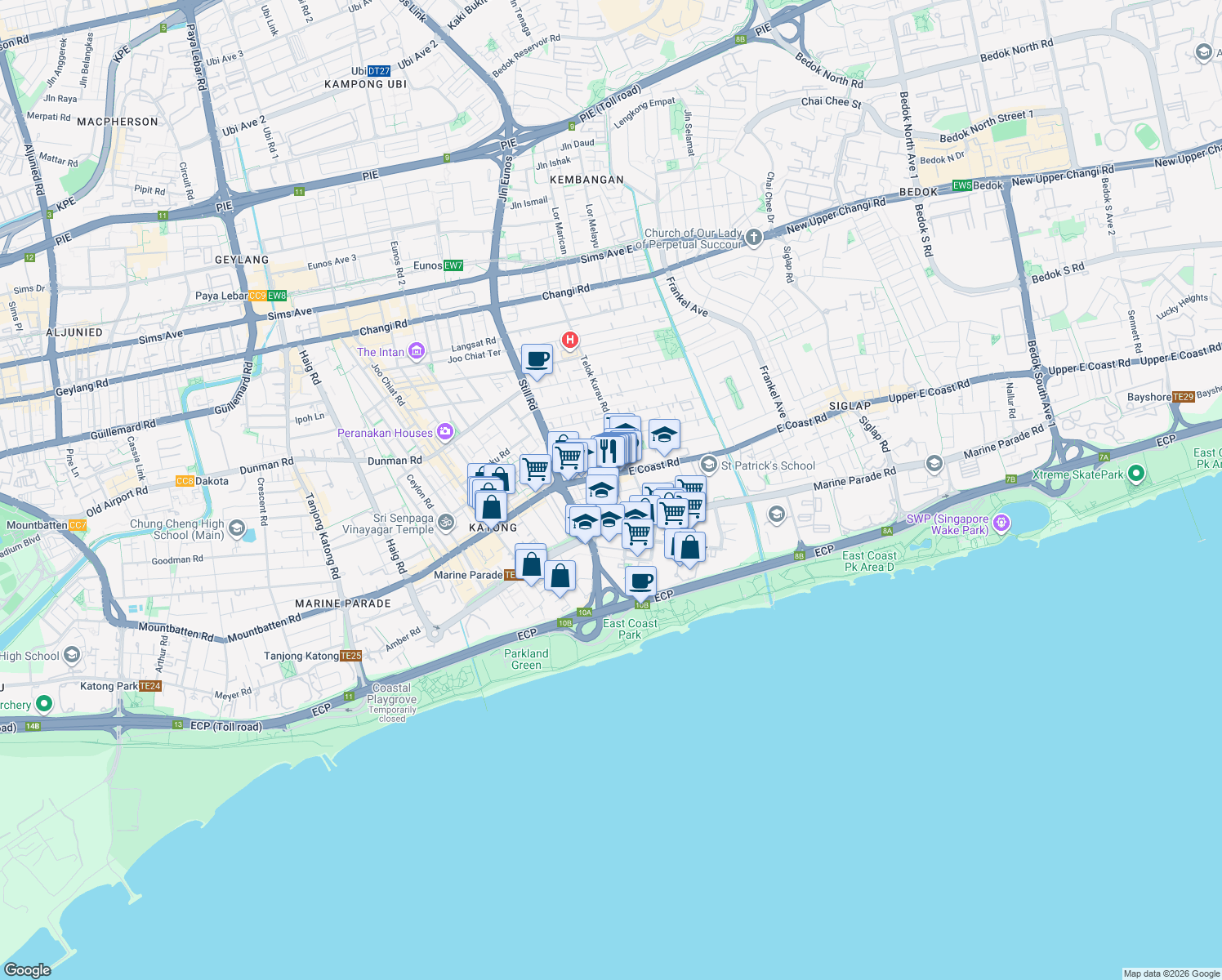 map of restaurants, bars, coffee shops, grocery stores, and more near in Singapore