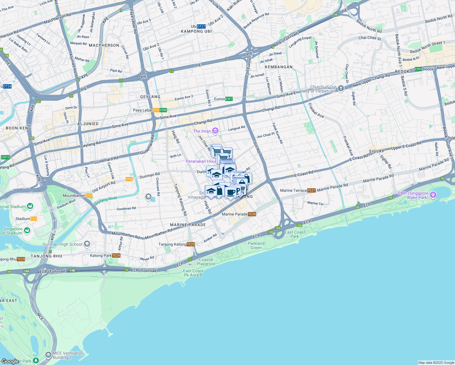 map of restaurants, bars, coffee shops, grocery stores, and more near in Singapore