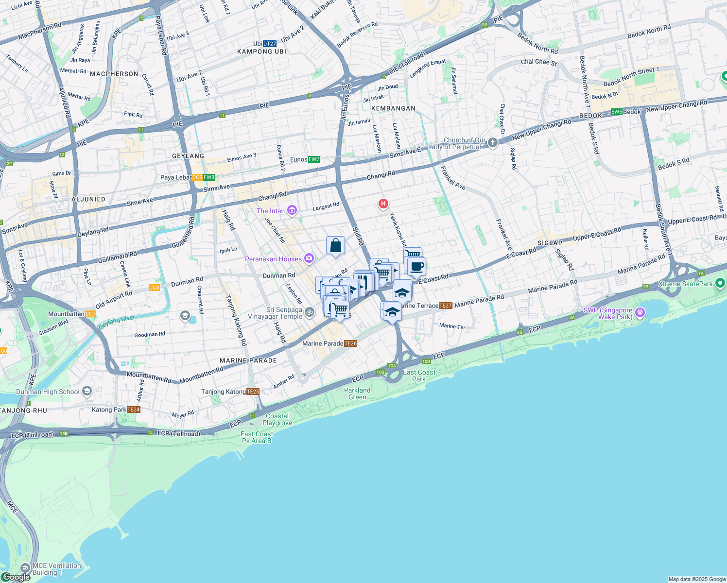 map of restaurants, bars, coffee shops, grocery stores, and more near in Singapore