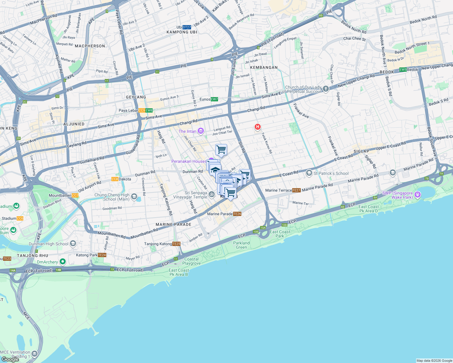 map of restaurants, bars, coffee shops, grocery stores, and more near in Singapore