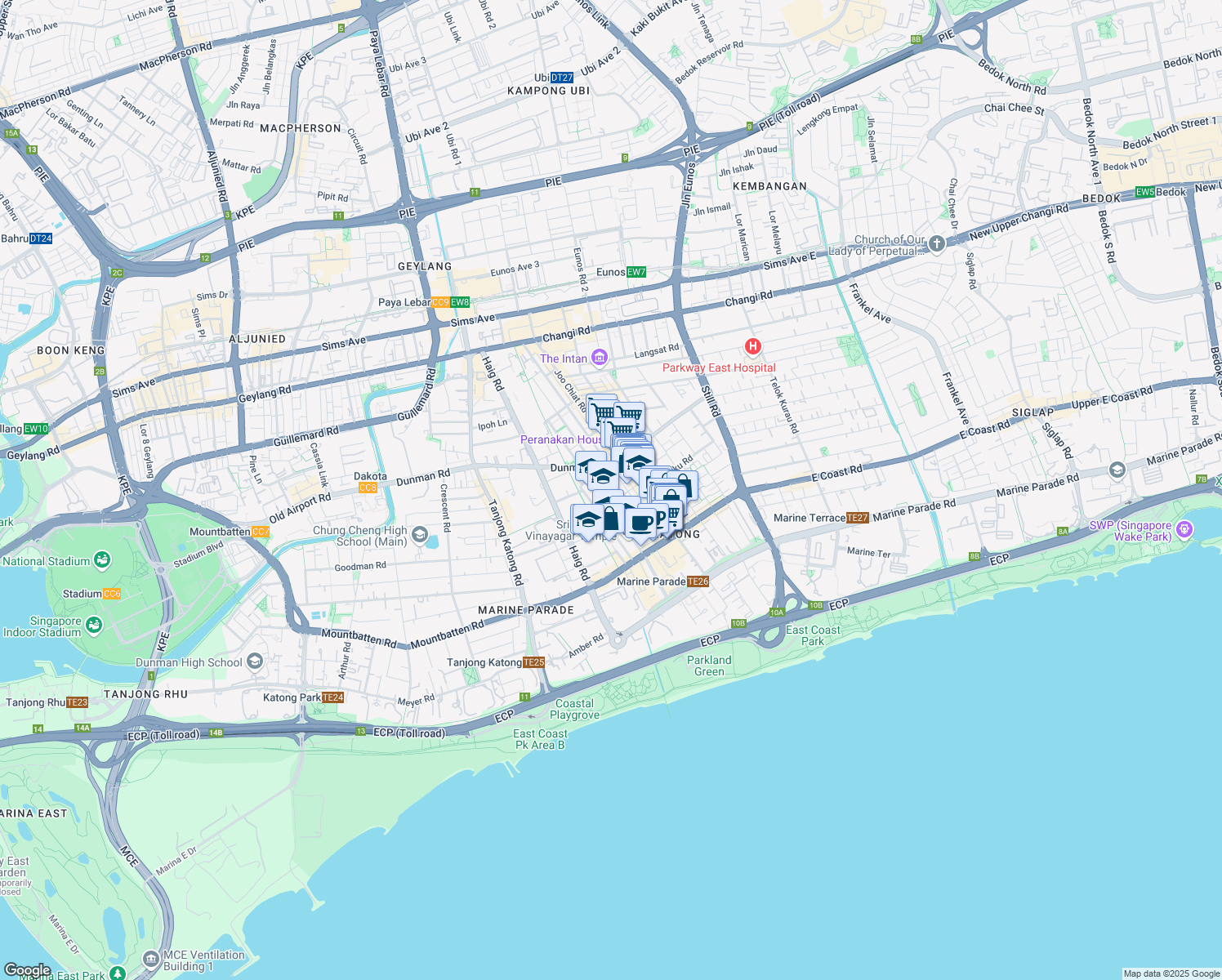 map of restaurants, bars, coffee shops, grocery stores, and more near in Singapore