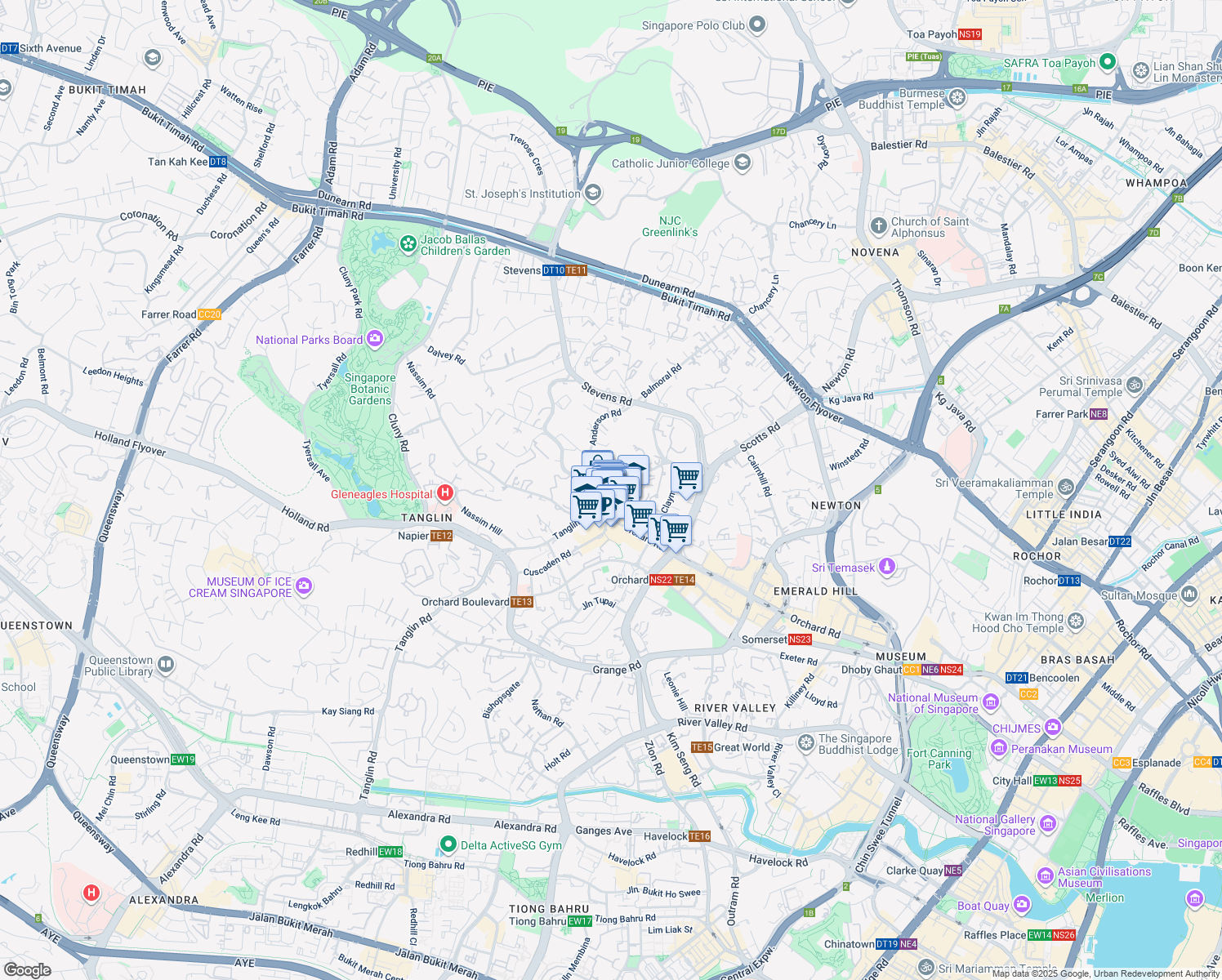 map of restaurants, bars, coffee shops, grocery stores, and more near in Singapore