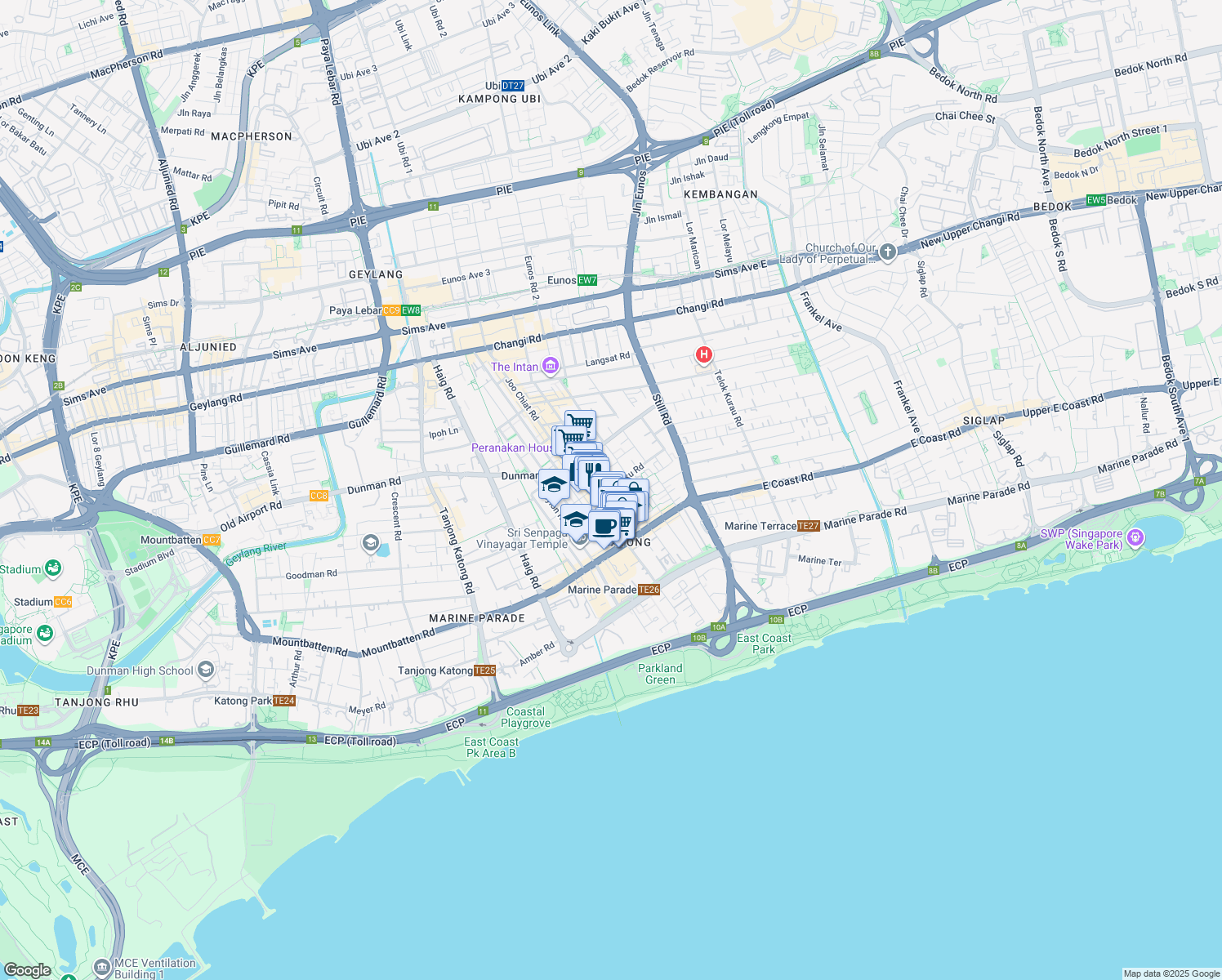 map of restaurants, bars, coffee shops, grocery stores, and more near in Singapore