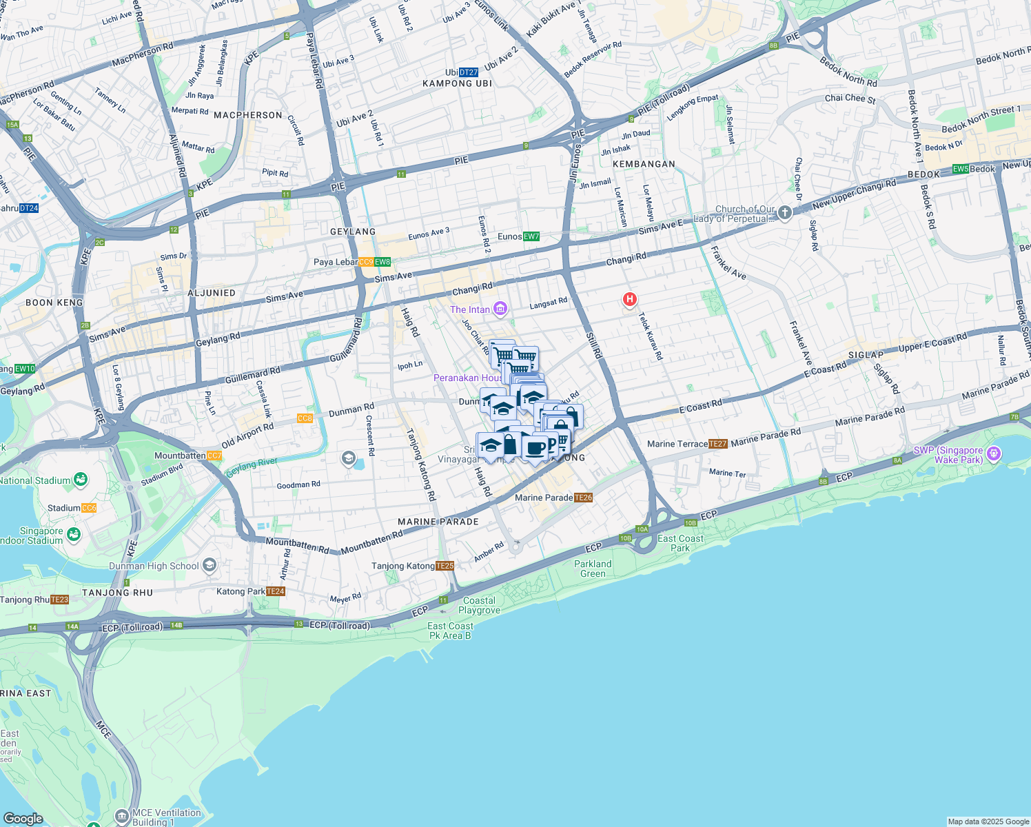map of restaurants, bars, coffee shops, grocery stores, and more near in Singapore