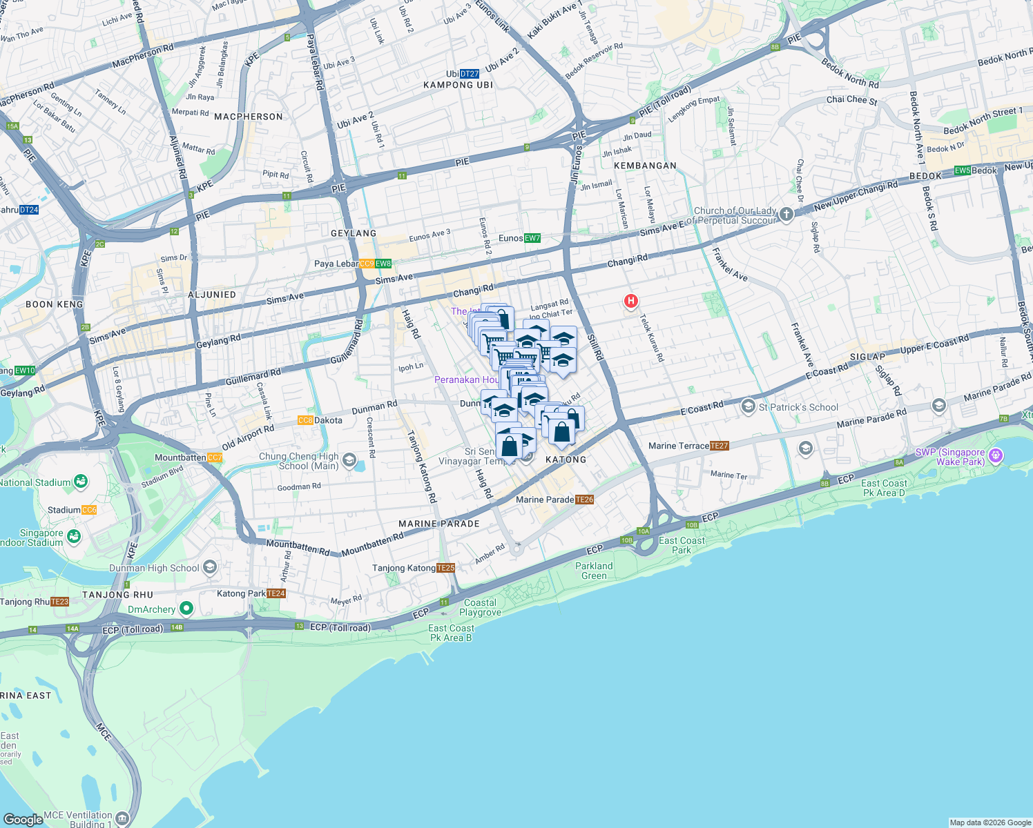 map of restaurants, bars, coffee shops, grocery stores, and more near in Singapore