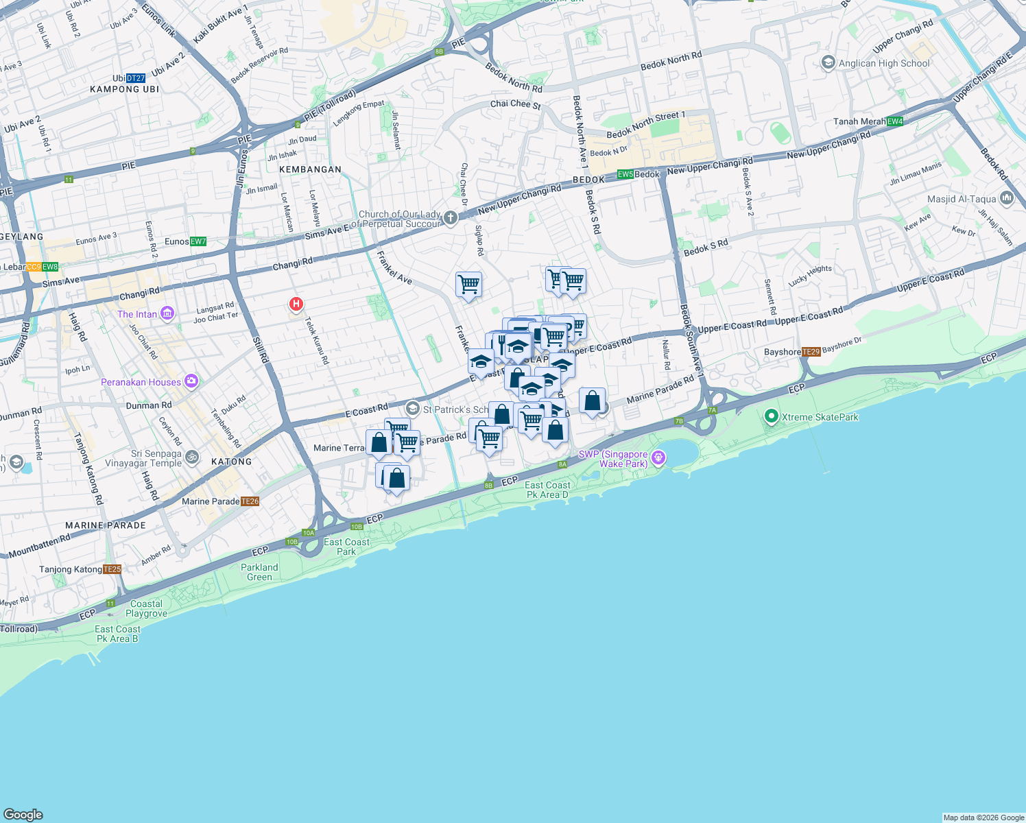 map of restaurants, bars, coffee shops, grocery stores, and more near in Singapore