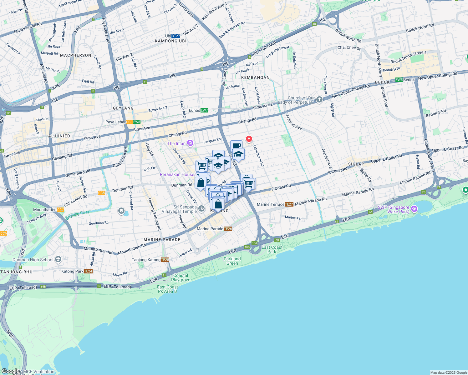 map of restaurants, bars, coffee shops, grocery stores, and more near in Singapore