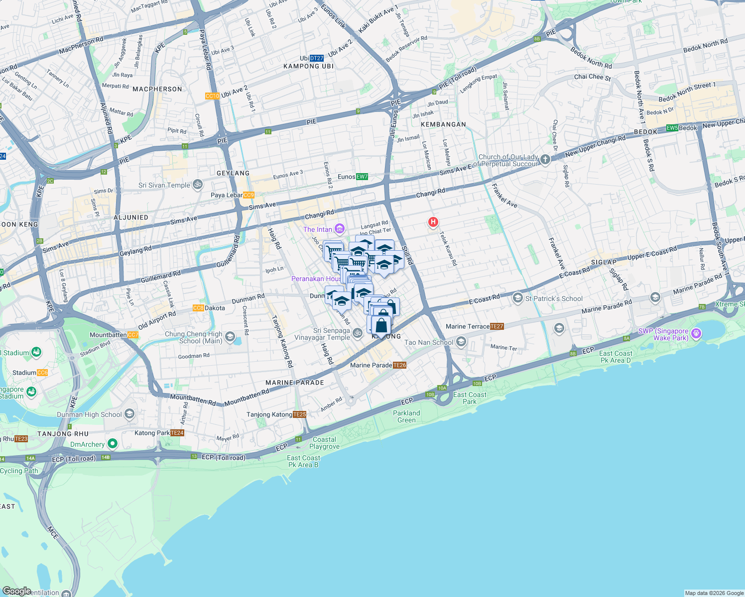 map of restaurants, bars, coffee shops, grocery stores, and more near in Singapore