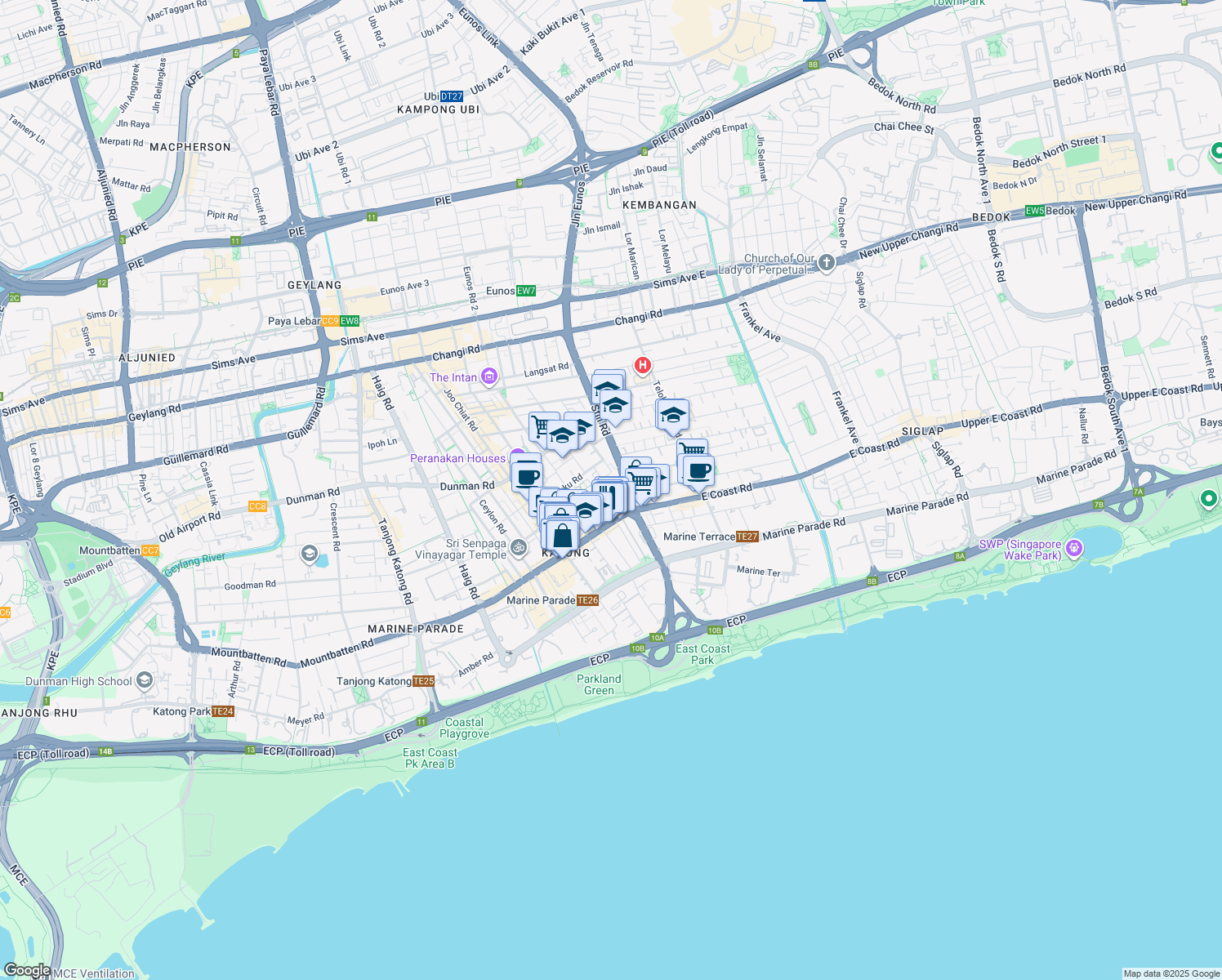 map of restaurants, bars, coffee shops, grocery stores, and more near in Singapore