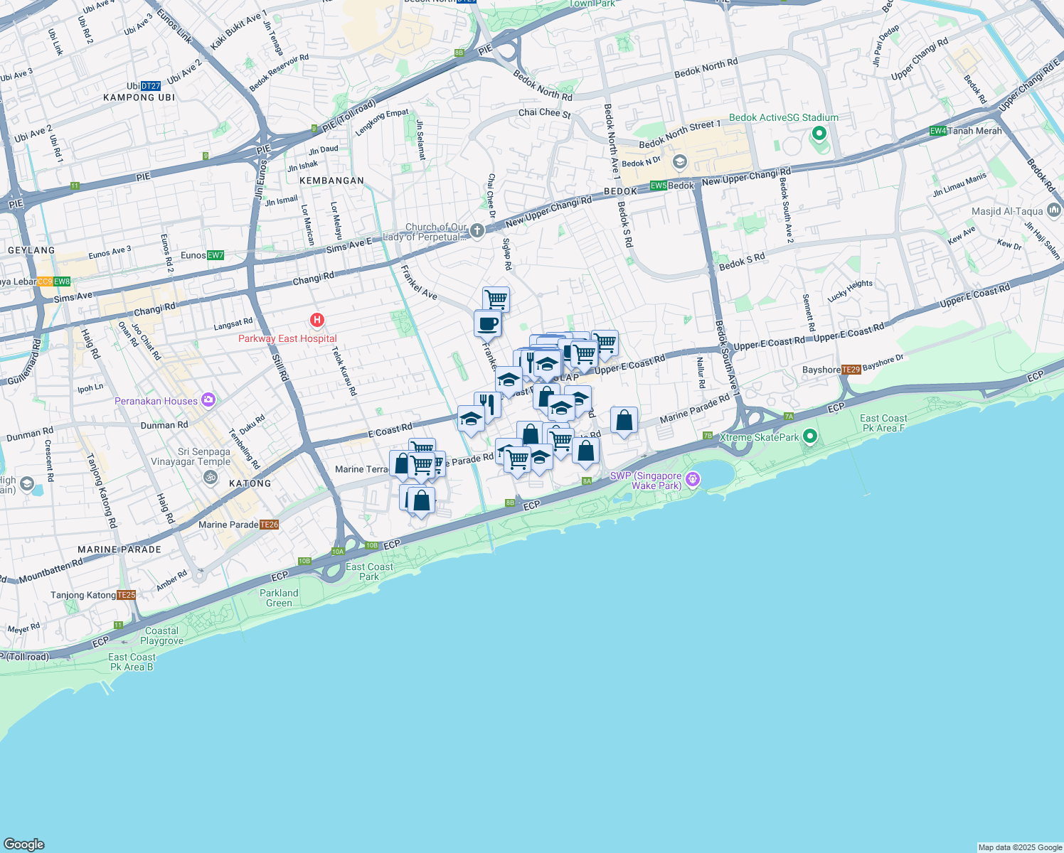 map of restaurants, bars, coffee shops, grocery stores, and more near in Singapore