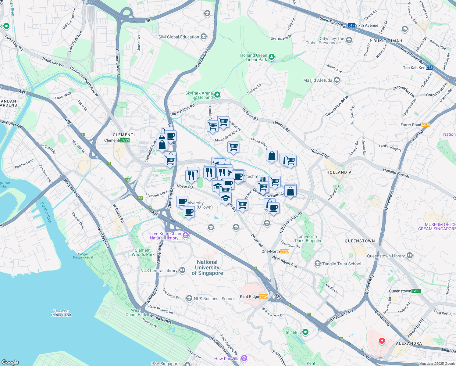 map of restaurants, bars, coffee shops, grocery stores, and more near in Singapore