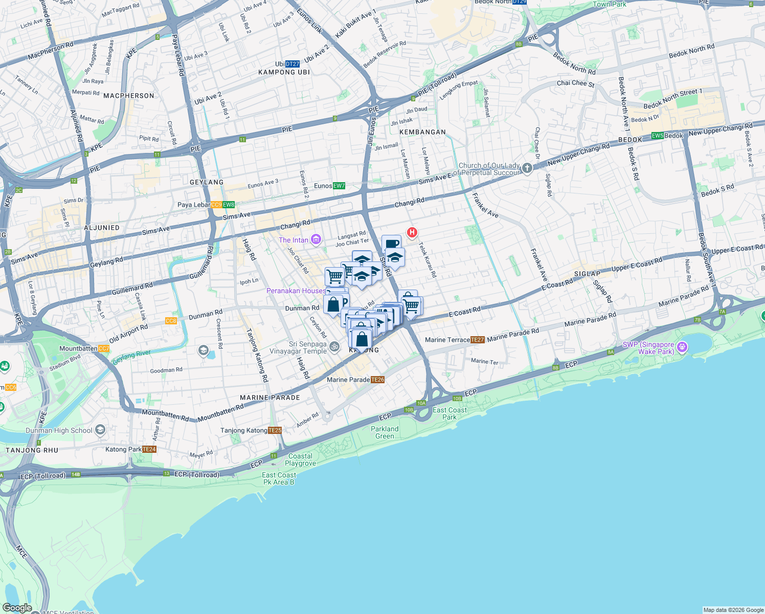 map of restaurants, bars, coffee shops, grocery stores, and more near in Singapore