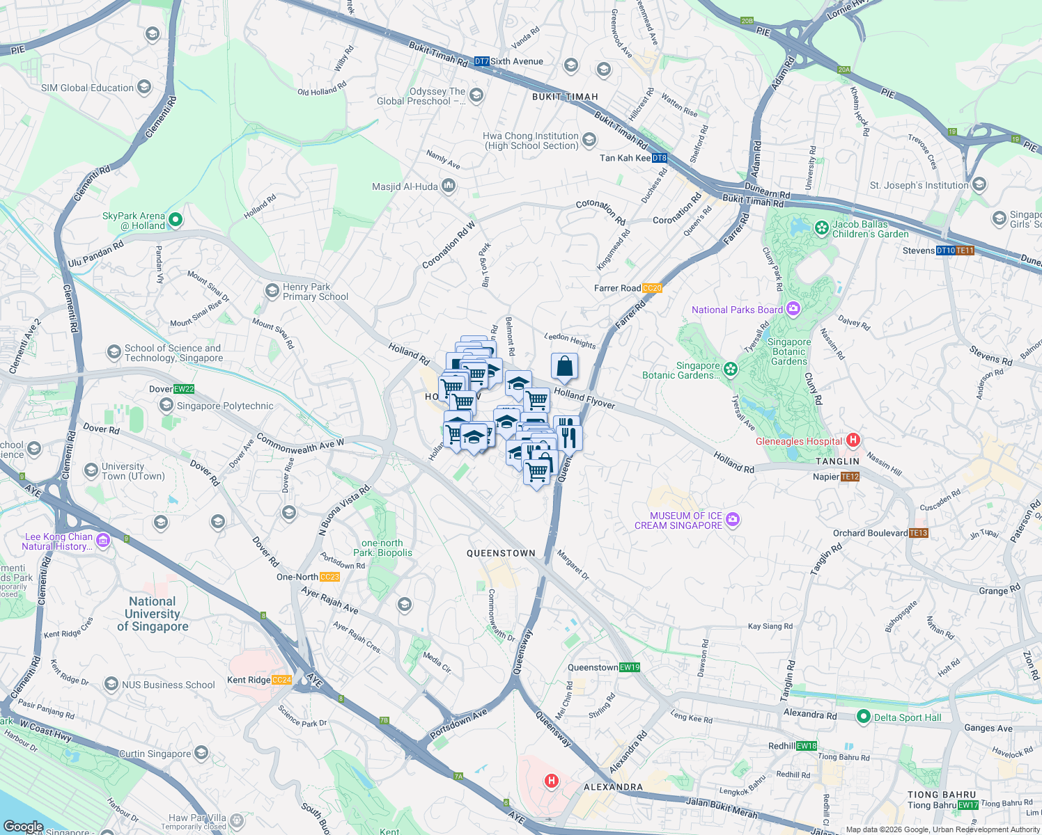 map of restaurants, bars, coffee shops, grocery stores, and more near in Singapore