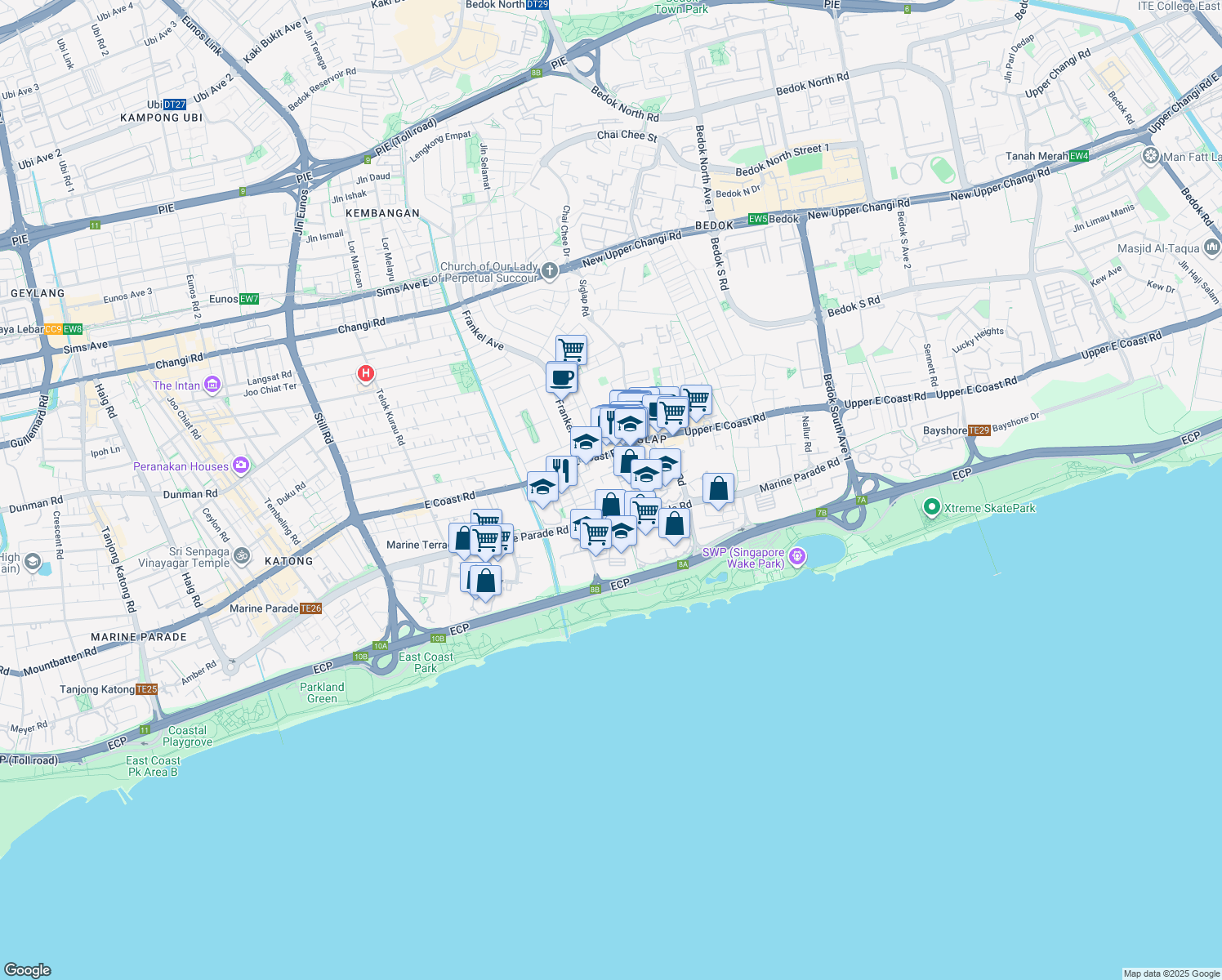 map of restaurants, bars, coffee shops, grocery stores, and more near in Singapore