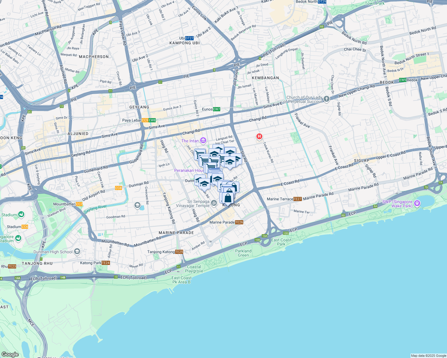 map of restaurants, bars, coffee shops, grocery stores, and more near in Singapore
