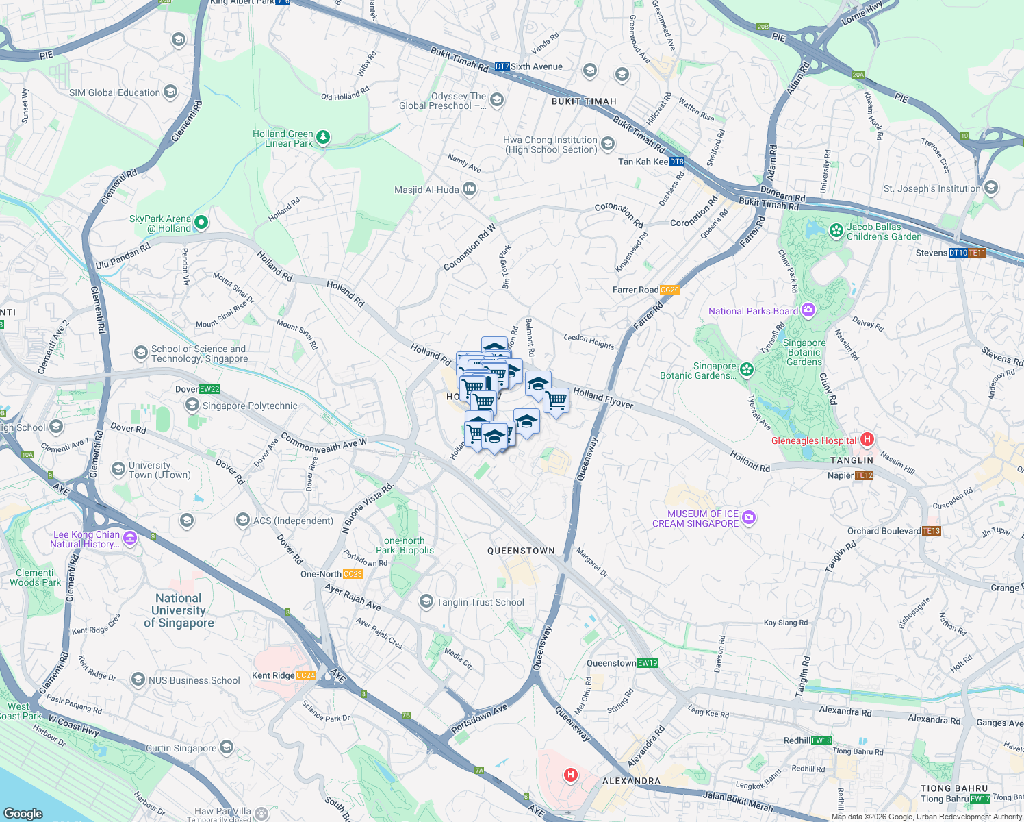 map of restaurants, bars, coffee shops, grocery stores, and more near in Singapore