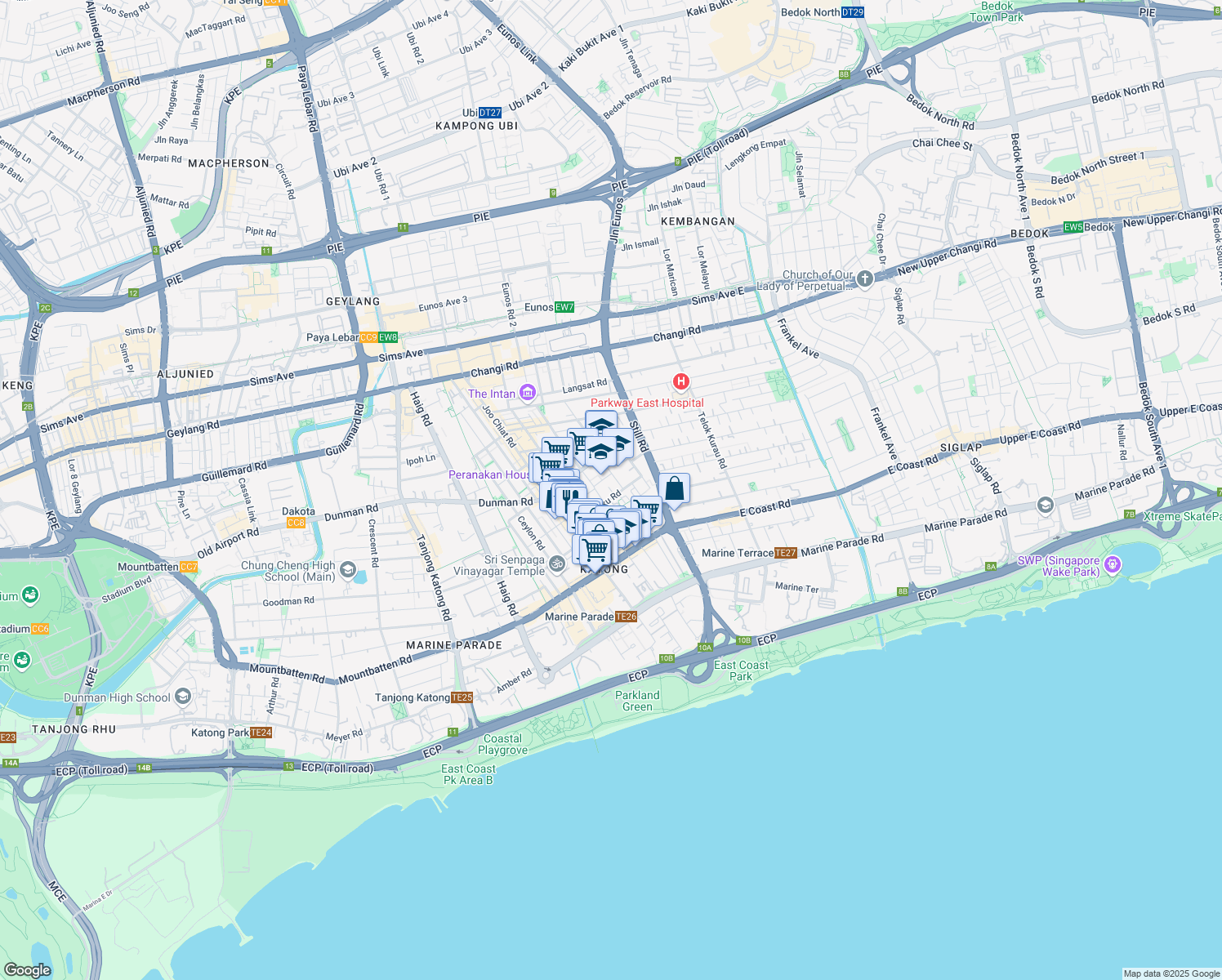 map of restaurants, bars, coffee shops, grocery stores, and more near in Singapore