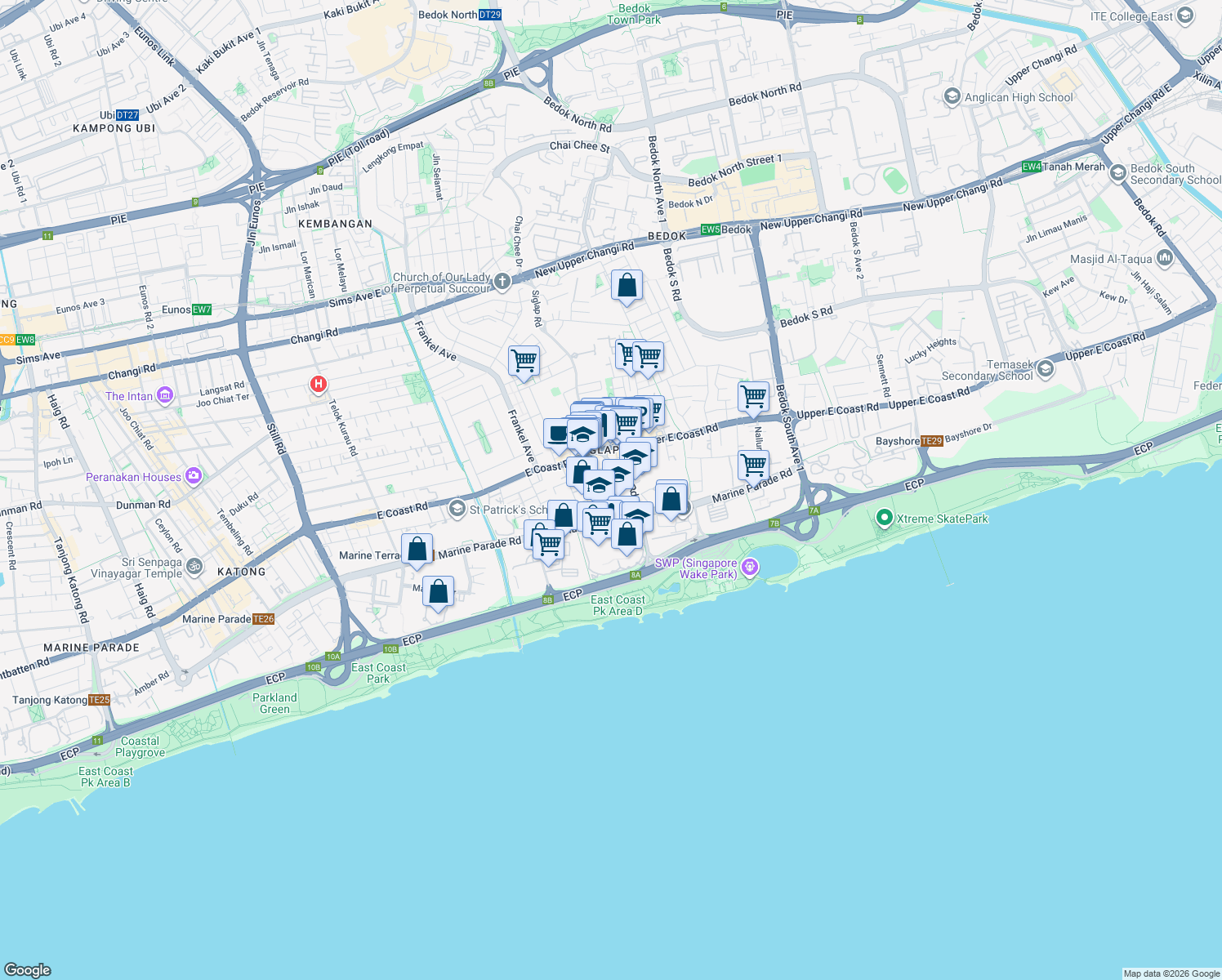 map of restaurants, bars, coffee shops, grocery stores, and more near in Singapore