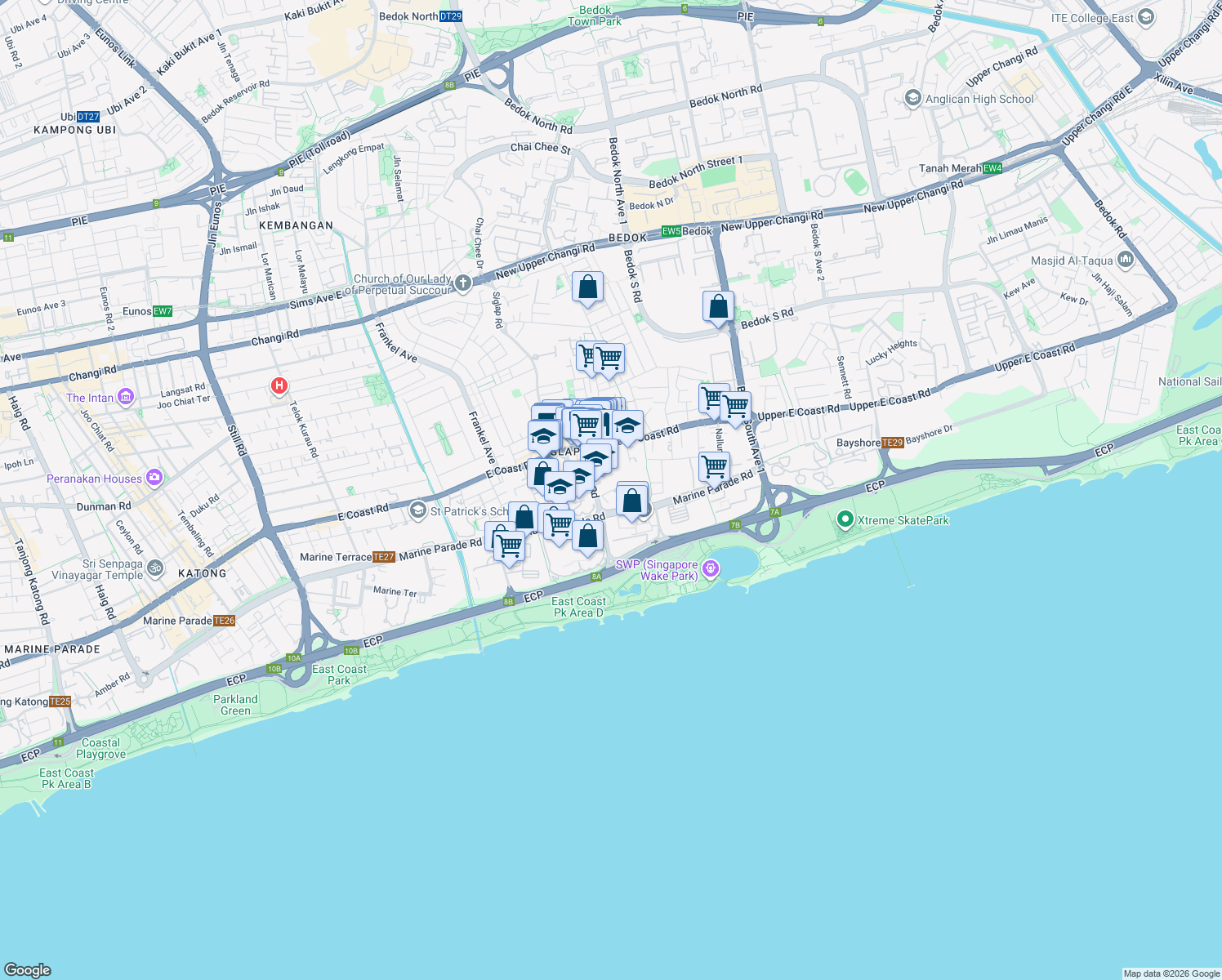 map of restaurants, bars, coffee shops, grocery stores, and more near in Singapore