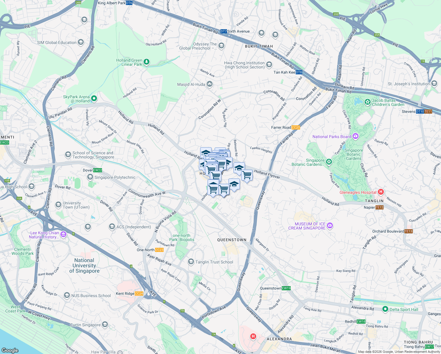 map of restaurants, bars, coffee shops, grocery stores, and more near in Singapore
