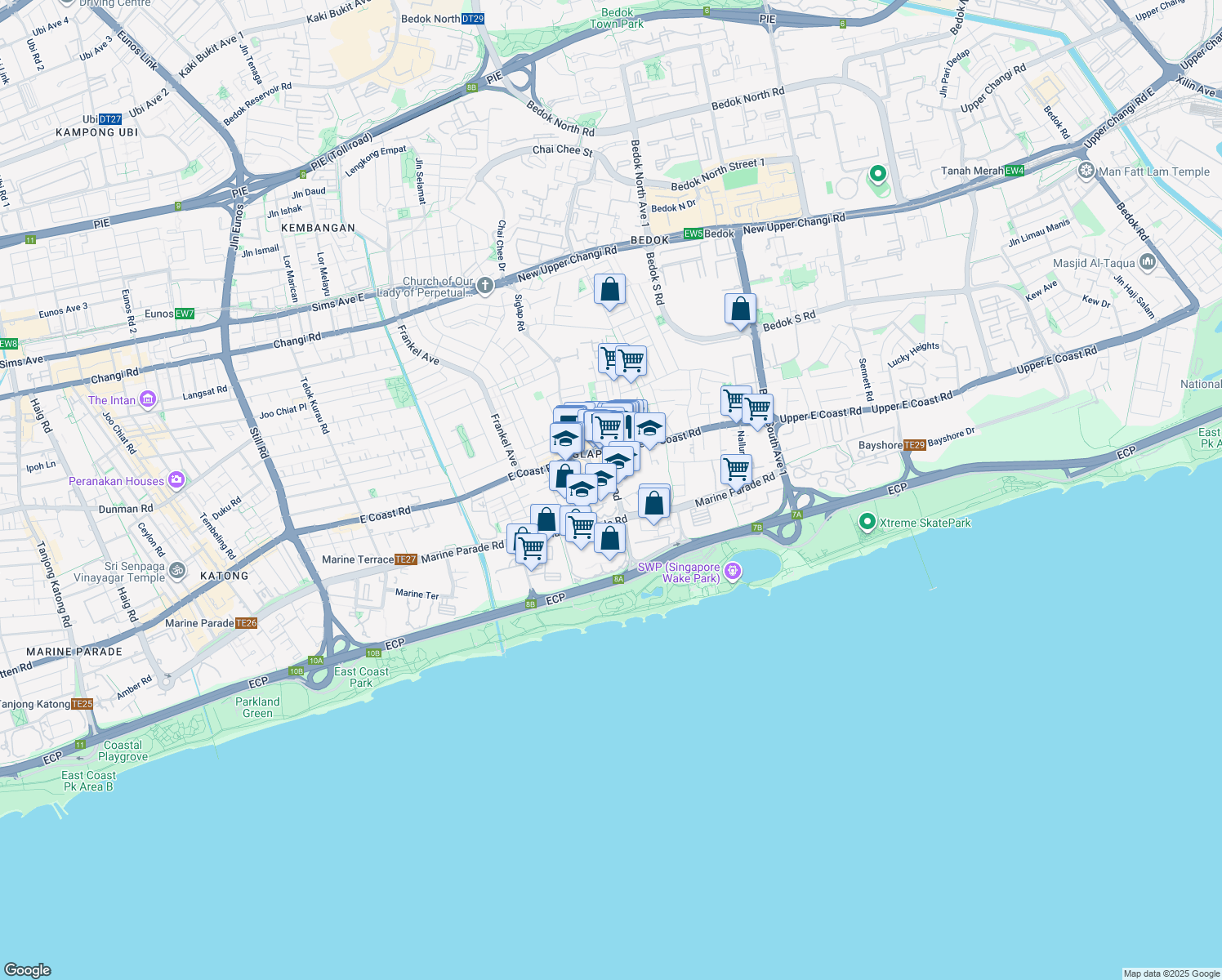 map of restaurants, bars, coffee shops, grocery stores, and more near in Singapore