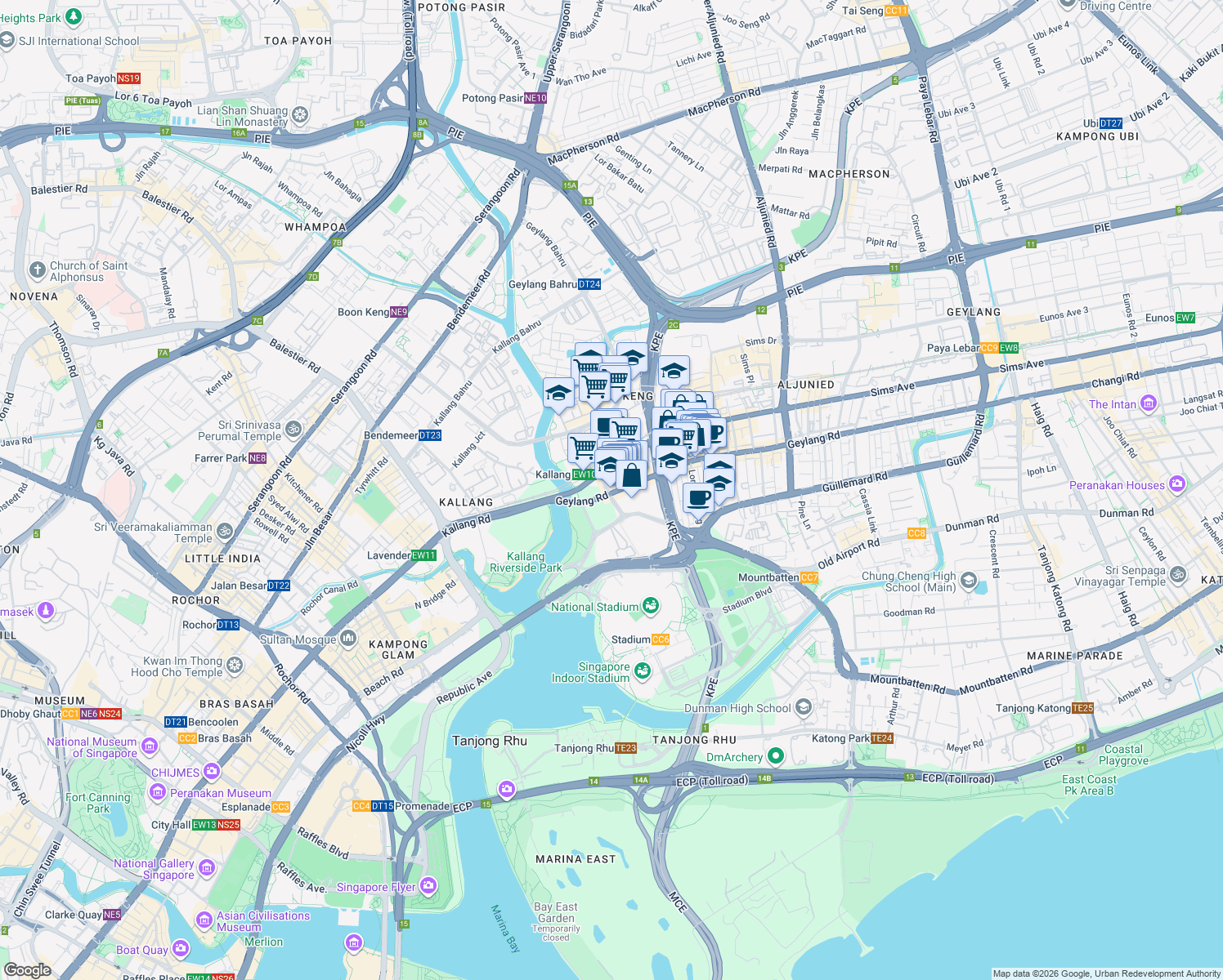 map of restaurants, bars, coffee shops, grocery stores, and more near in Singapore