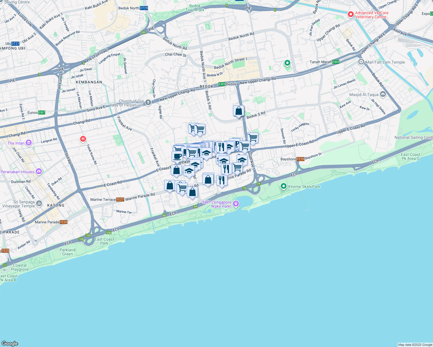 map of restaurants, bars, coffee shops, grocery stores, and more near in Singapore