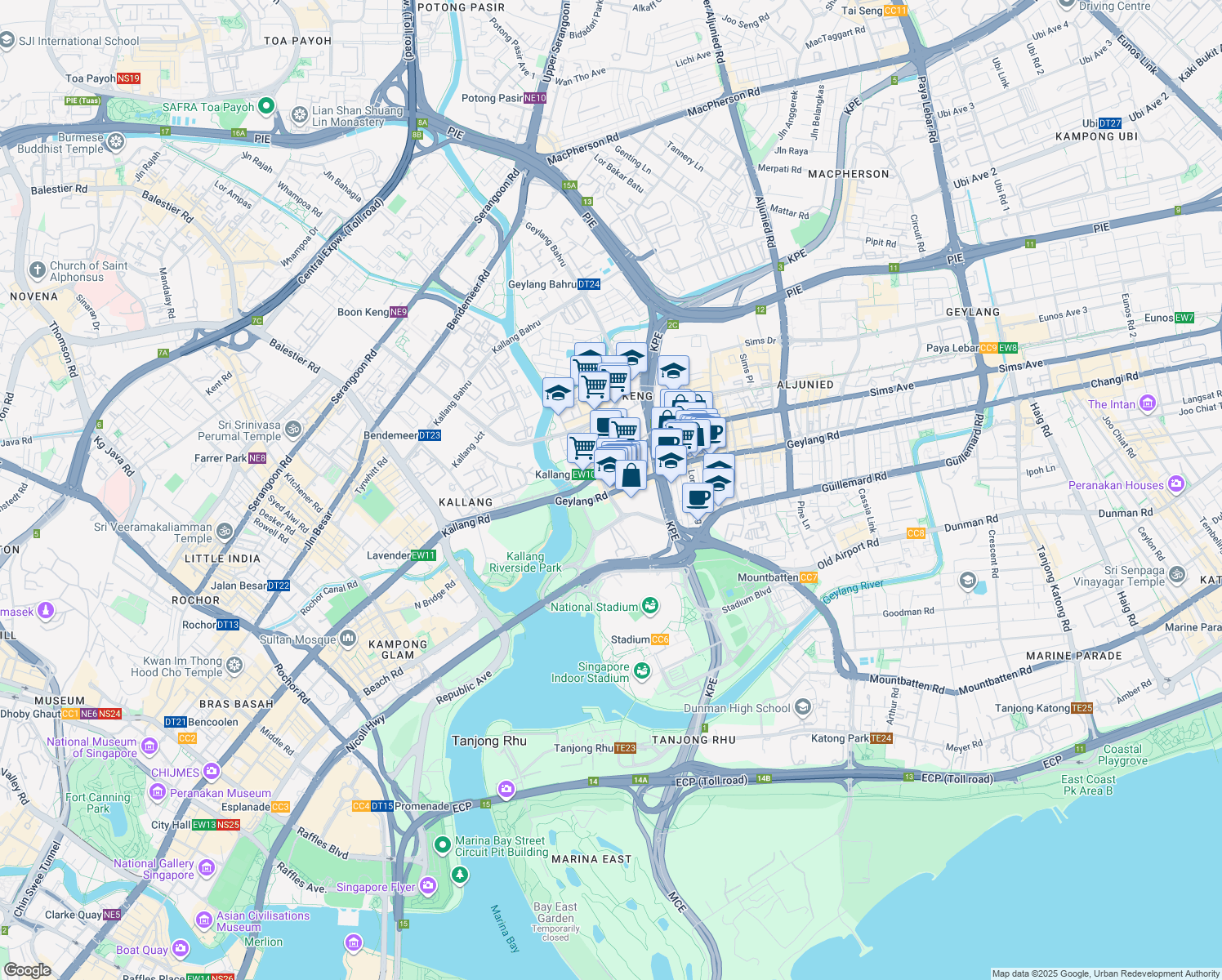 map of restaurants, bars, coffee shops, grocery stores, and more near in Singapore