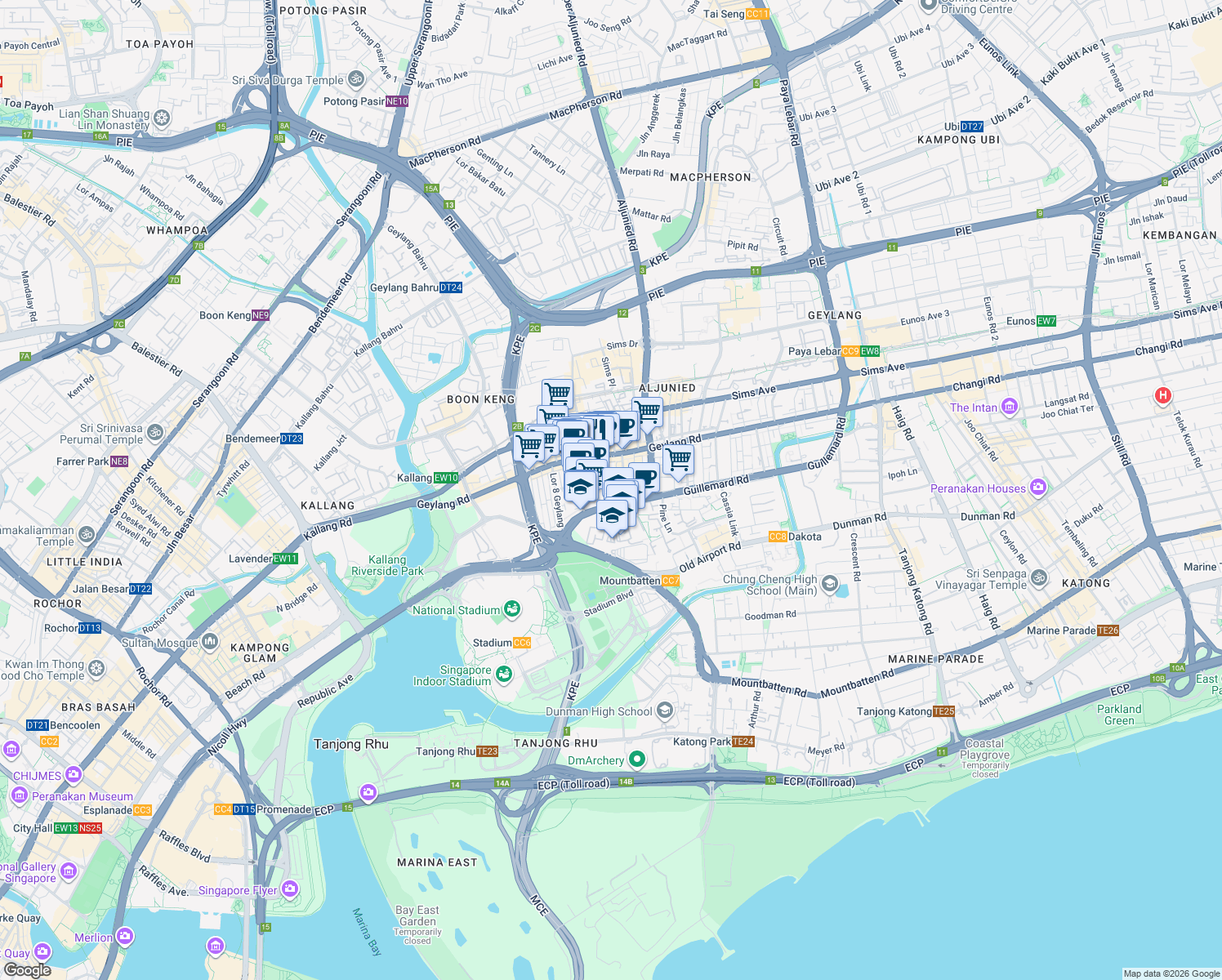 map of restaurants, bars, coffee shops, grocery stores, and more near in Singapore