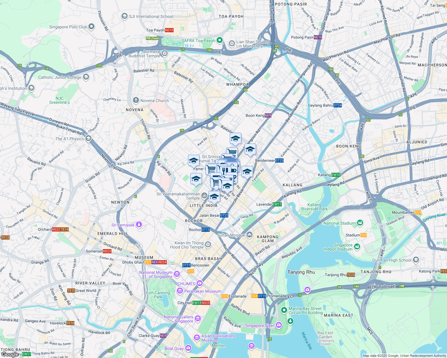 map of restaurants, bars, coffee shops, grocery stores, and more near in Singapore