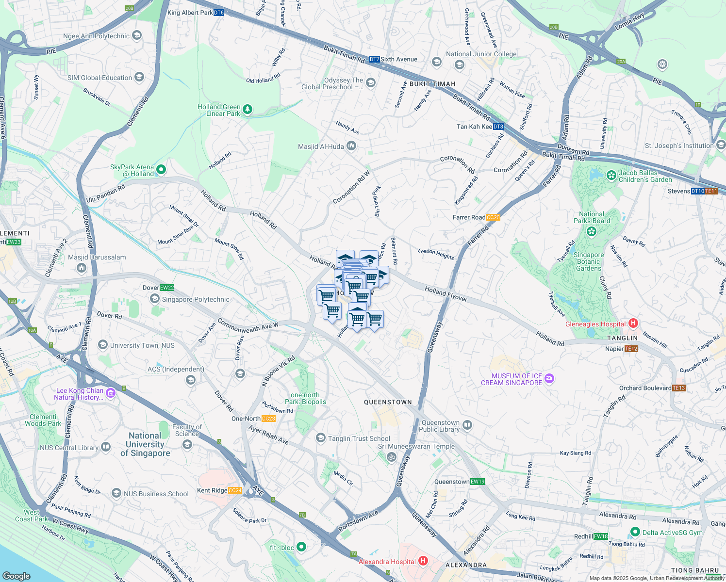 map of restaurants, bars, coffee shops, grocery stores, and more near in Singapore