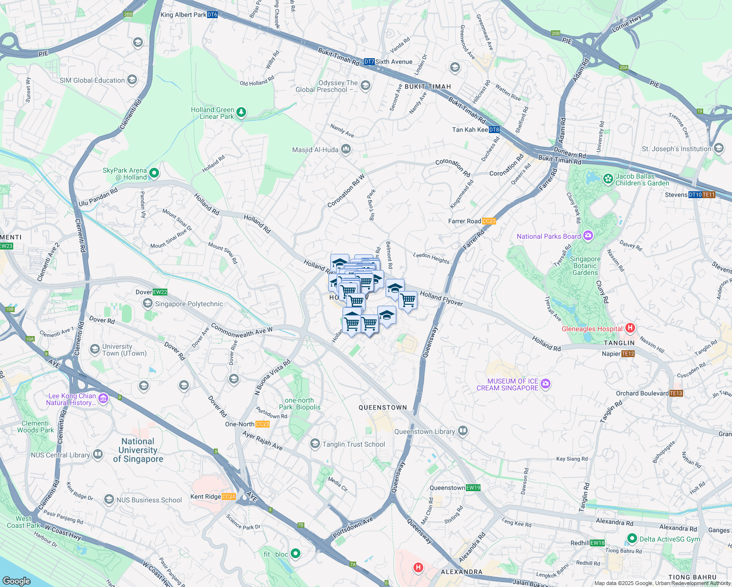 map of restaurants, bars, coffee shops, grocery stores, and more near in Singapore
