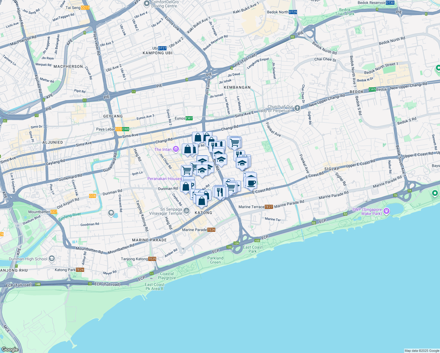 map of restaurants, bars, coffee shops, grocery stores, and more near in Singapore