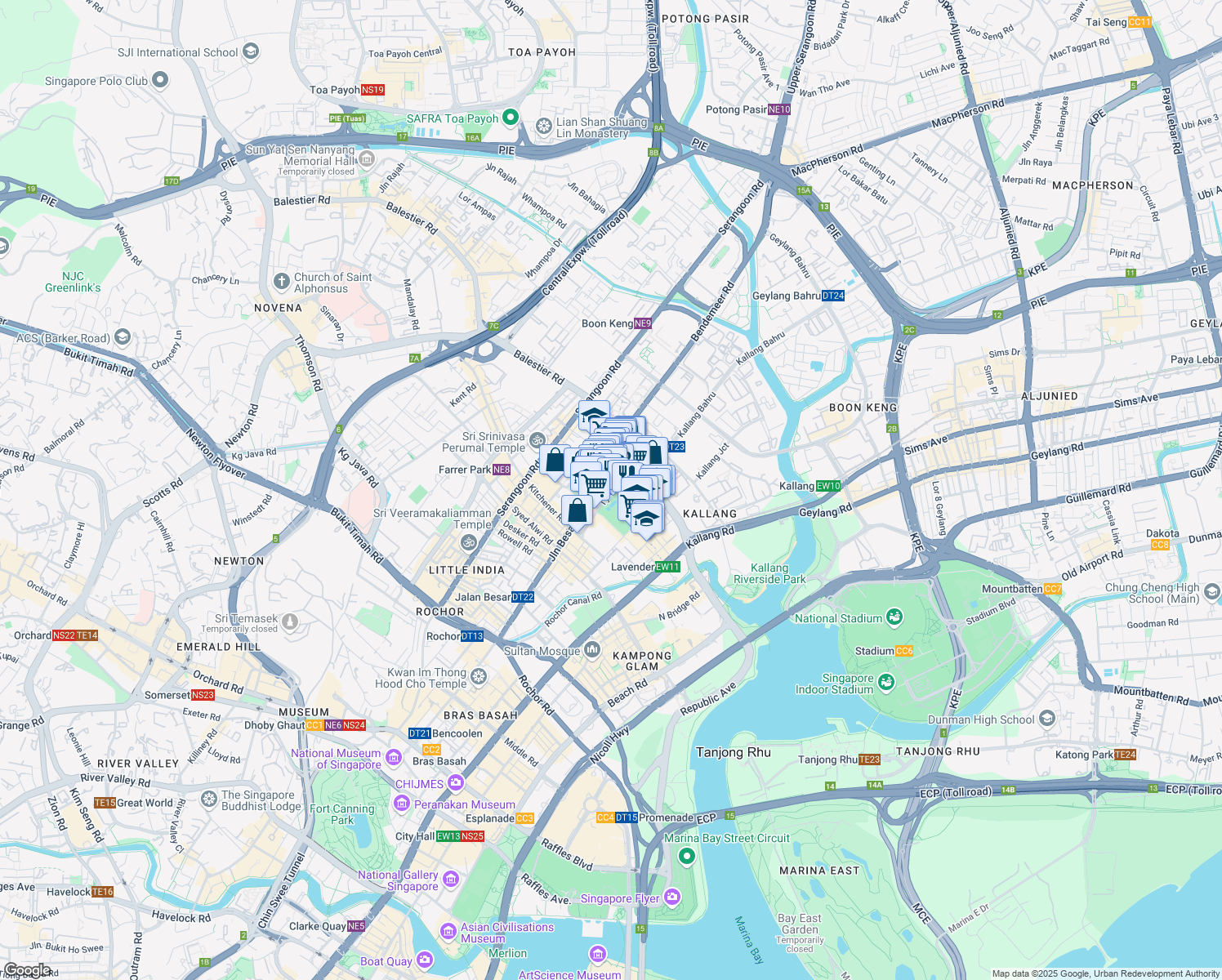map of restaurants, bars, coffee shops, grocery stores, and more near in Singapore
