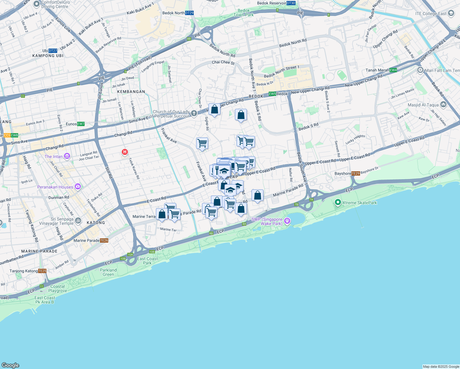 map of restaurants, bars, coffee shops, grocery stores, and more near in Singapore