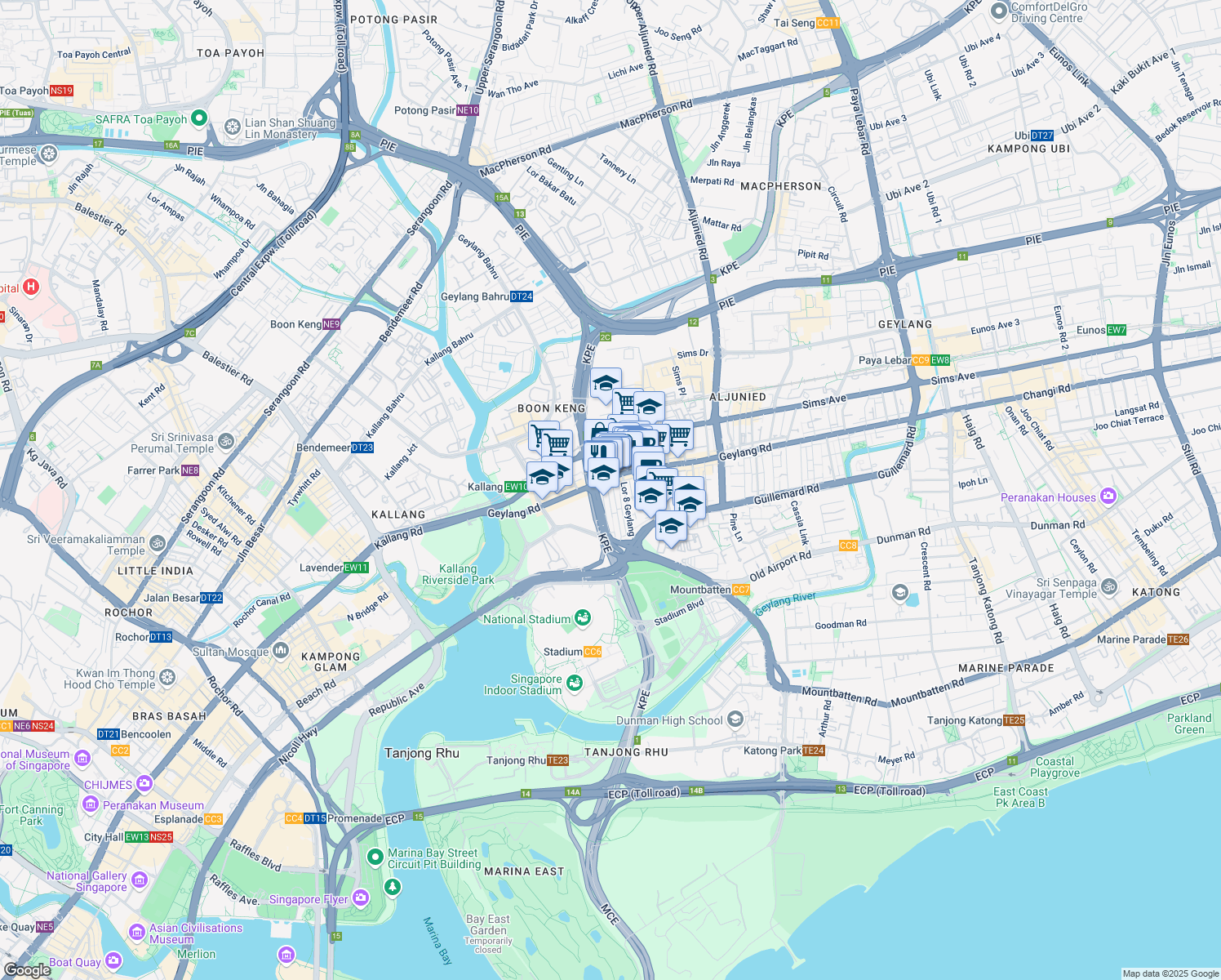 map of restaurants, bars, coffee shops, grocery stores, and more near in Singapore