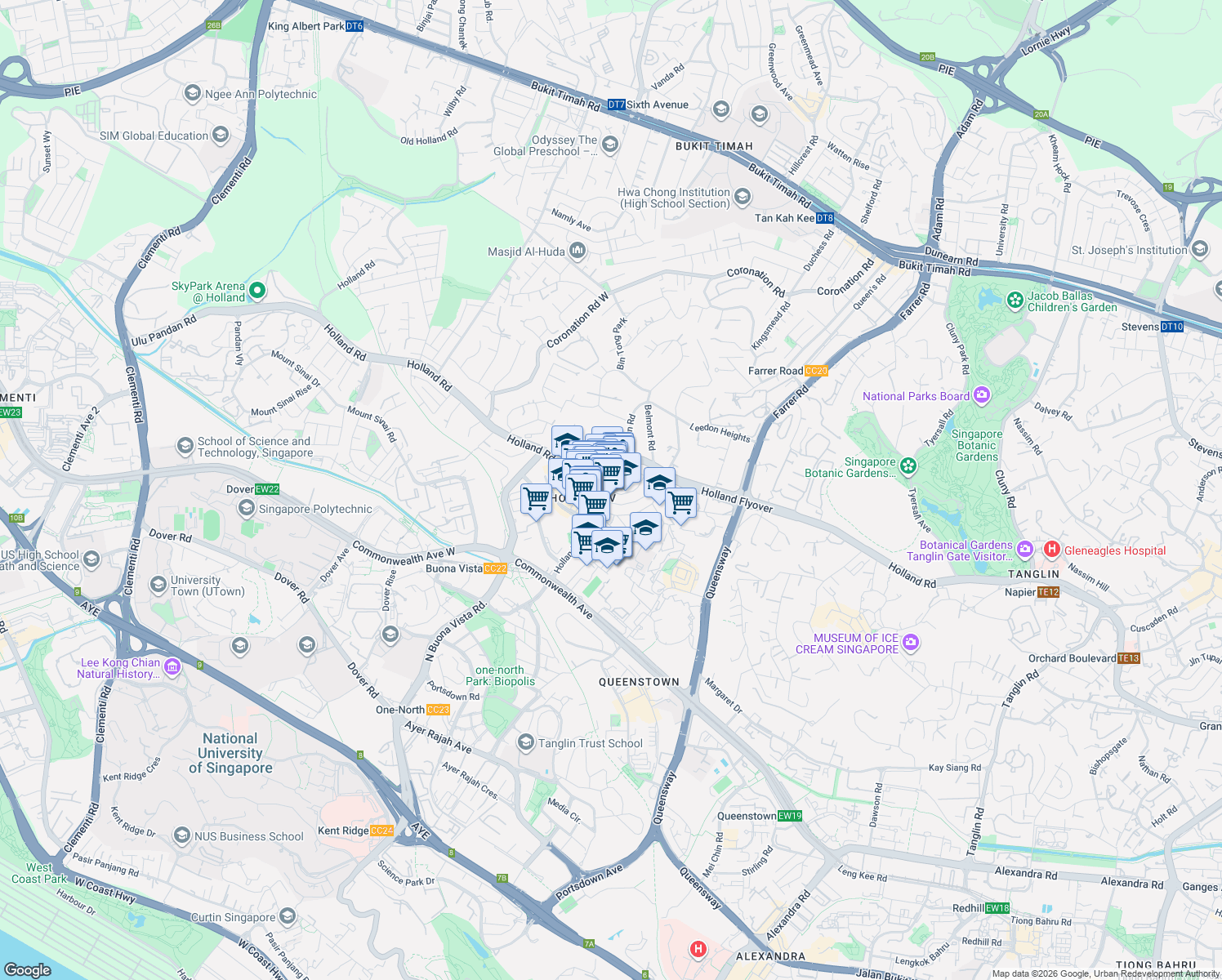 map of restaurants, bars, coffee shops, grocery stores, and more near in Singapore
