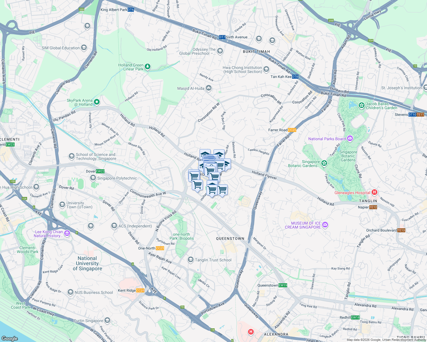map of restaurants, bars, coffee shops, grocery stores, and more near in Singapore