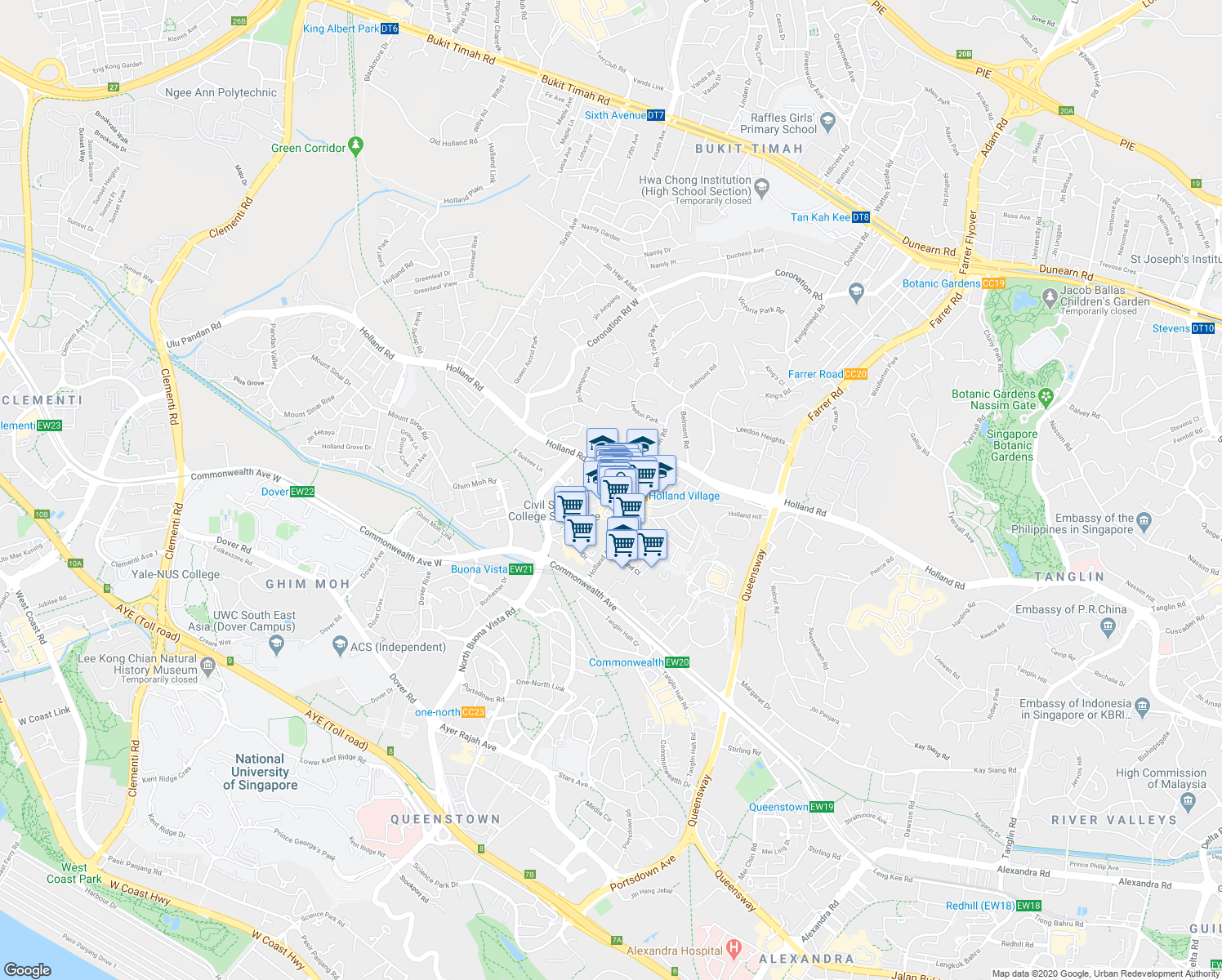 map of restaurants, bars, coffee shops, grocery stores, and more near in Singapore