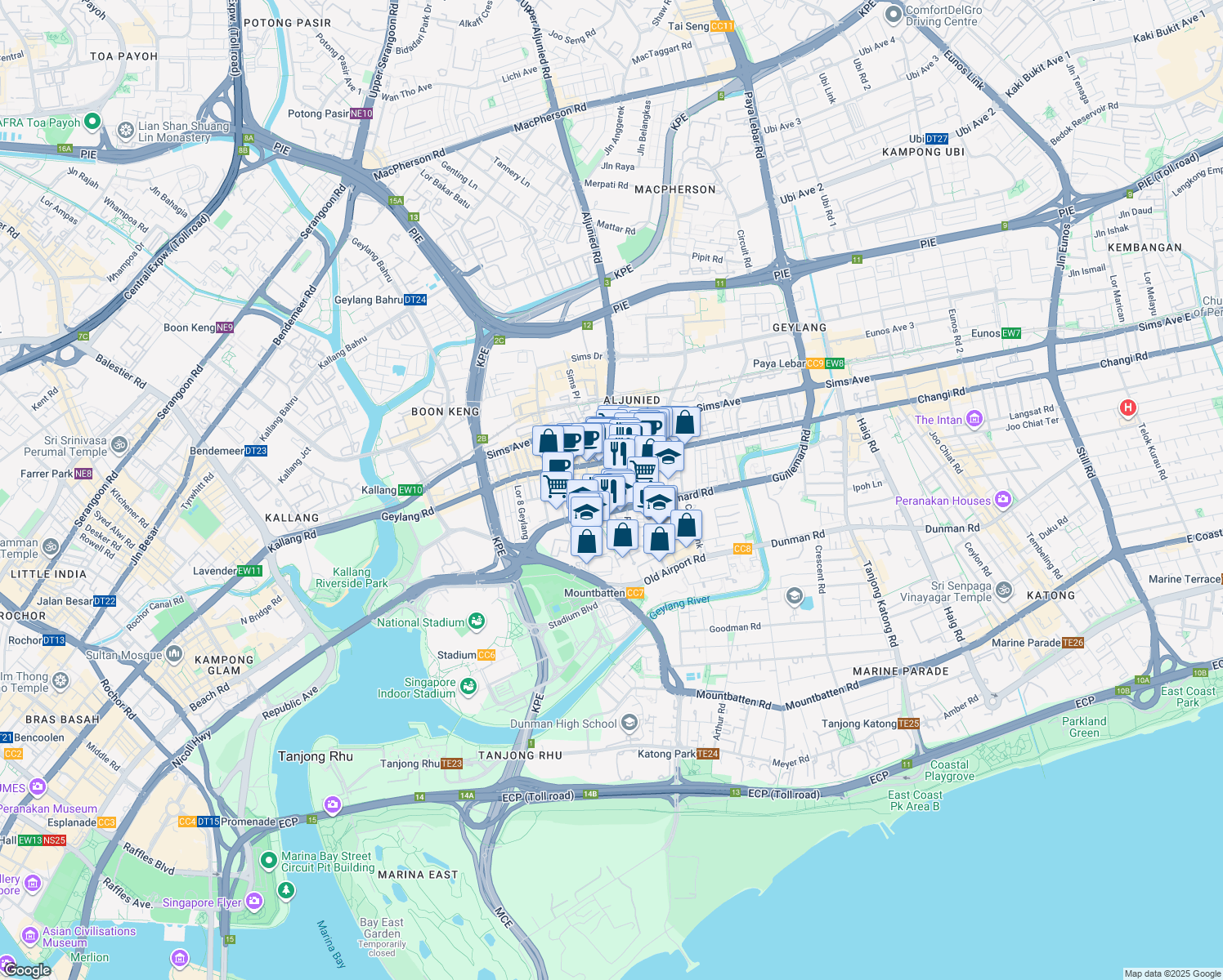 map of restaurants, bars, coffee shops, grocery stores, and more near in Singapore