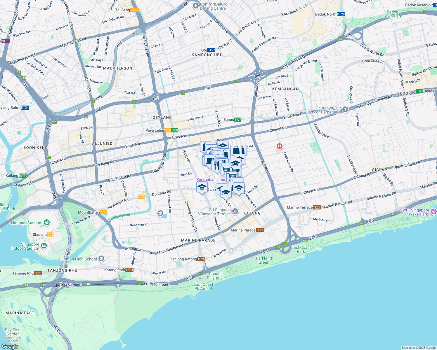 map of restaurants, bars, coffee shops, grocery stores, and more near in Singapore