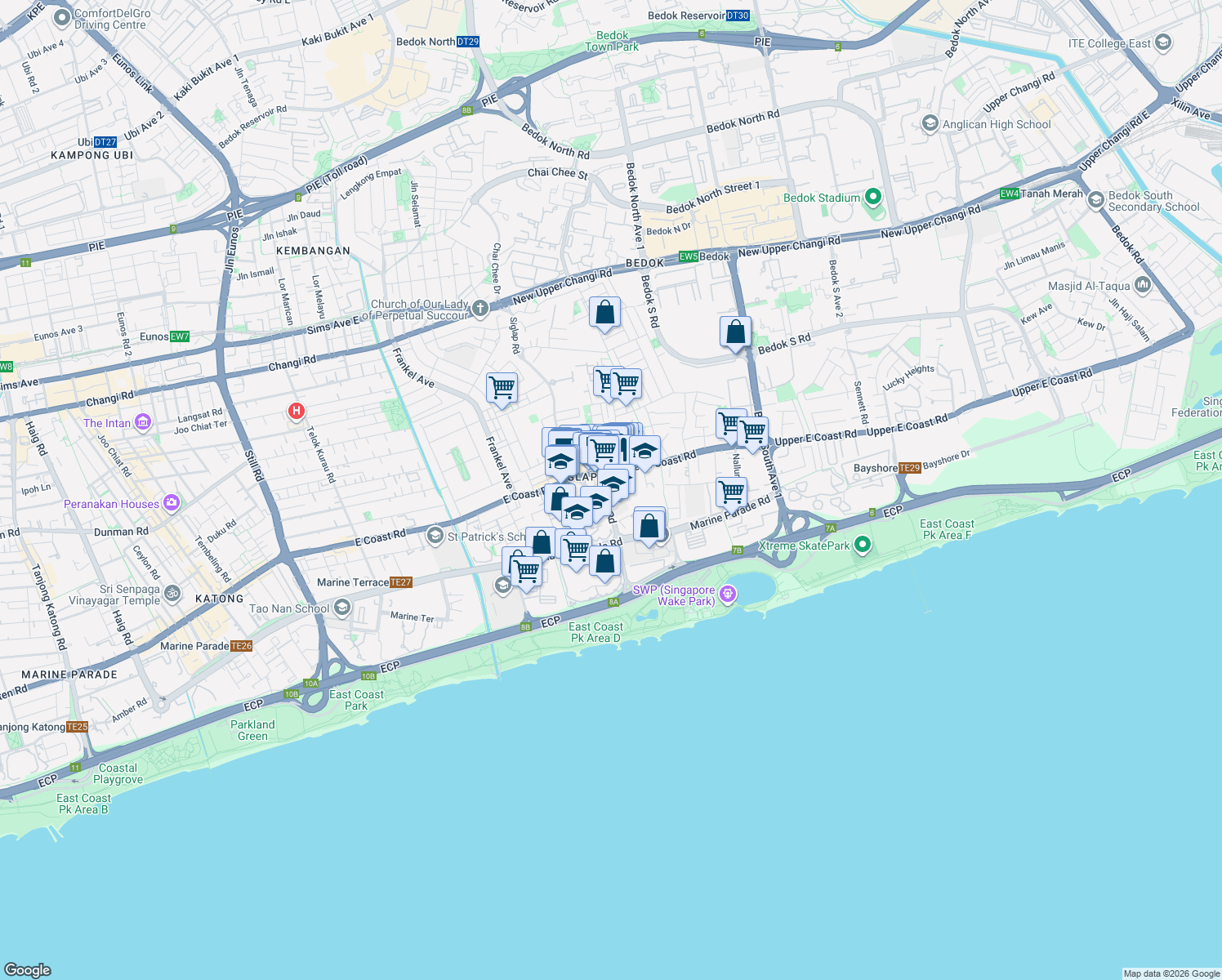 map of restaurants, bars, coffee shops, grocery stores, and more near in Singapore