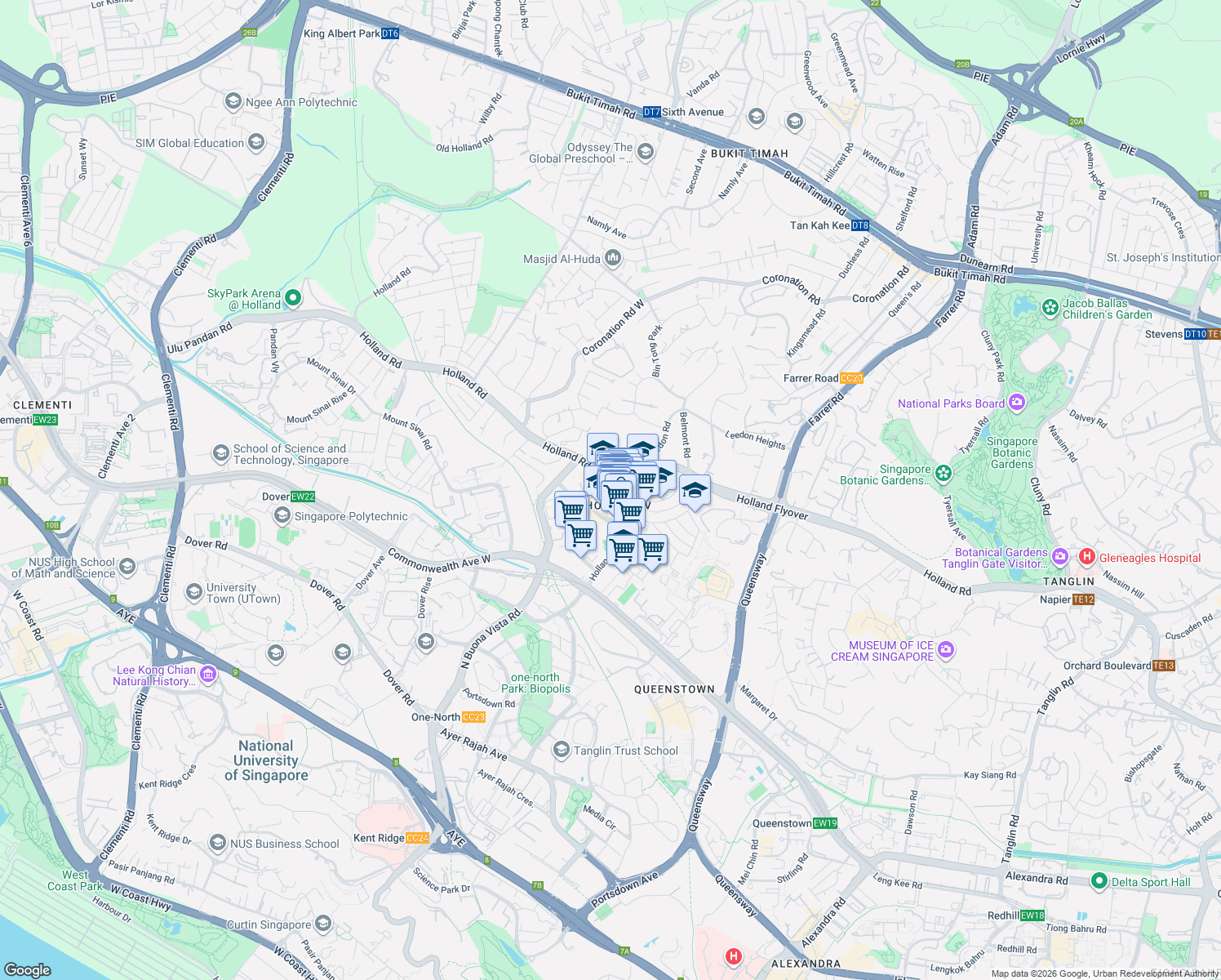 map of restaurants, bars, coffee shops, grocery stores, and more near in Singapore