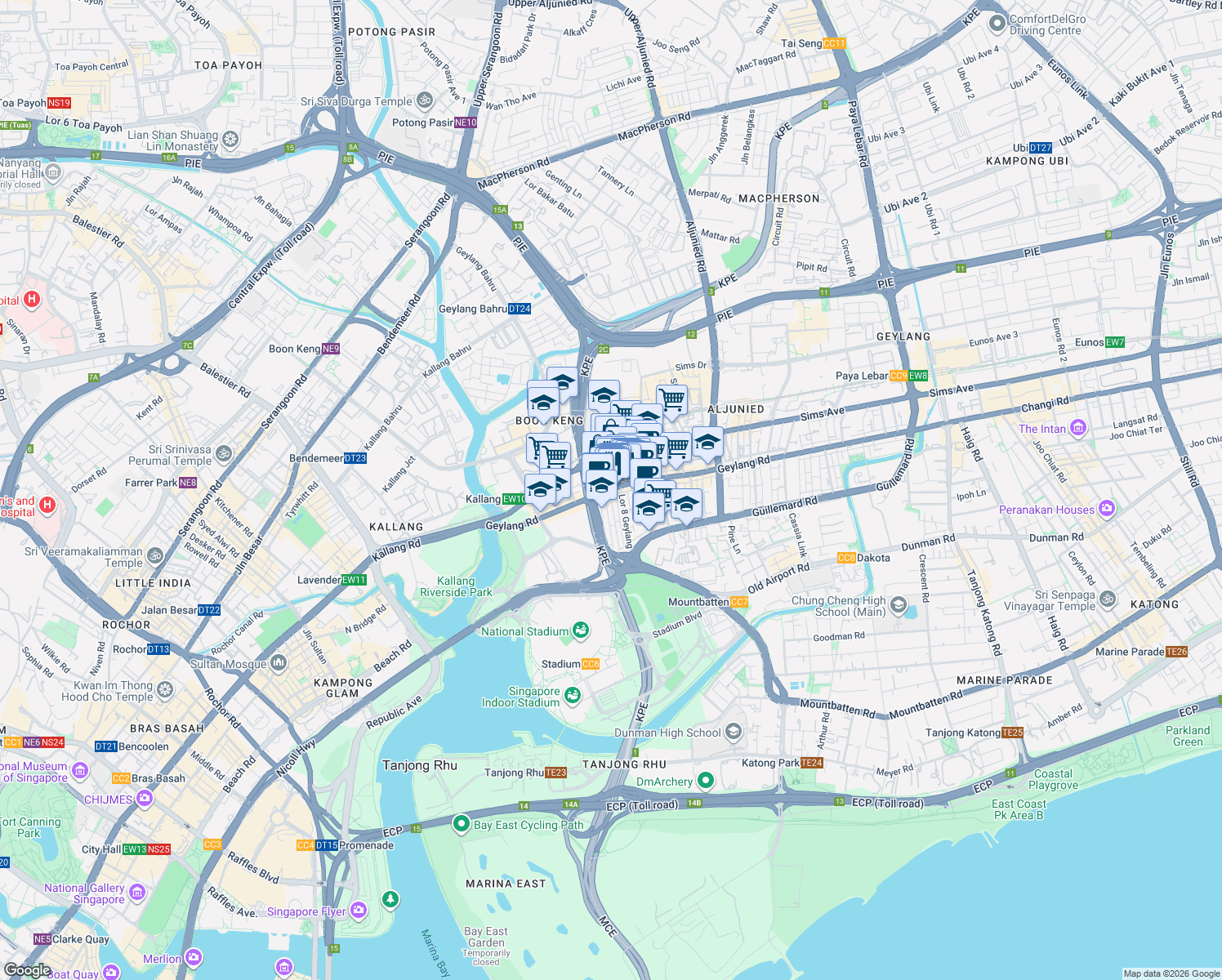 map of restaurants, bars, coffee shops, grocery stores, and more near in Singapore