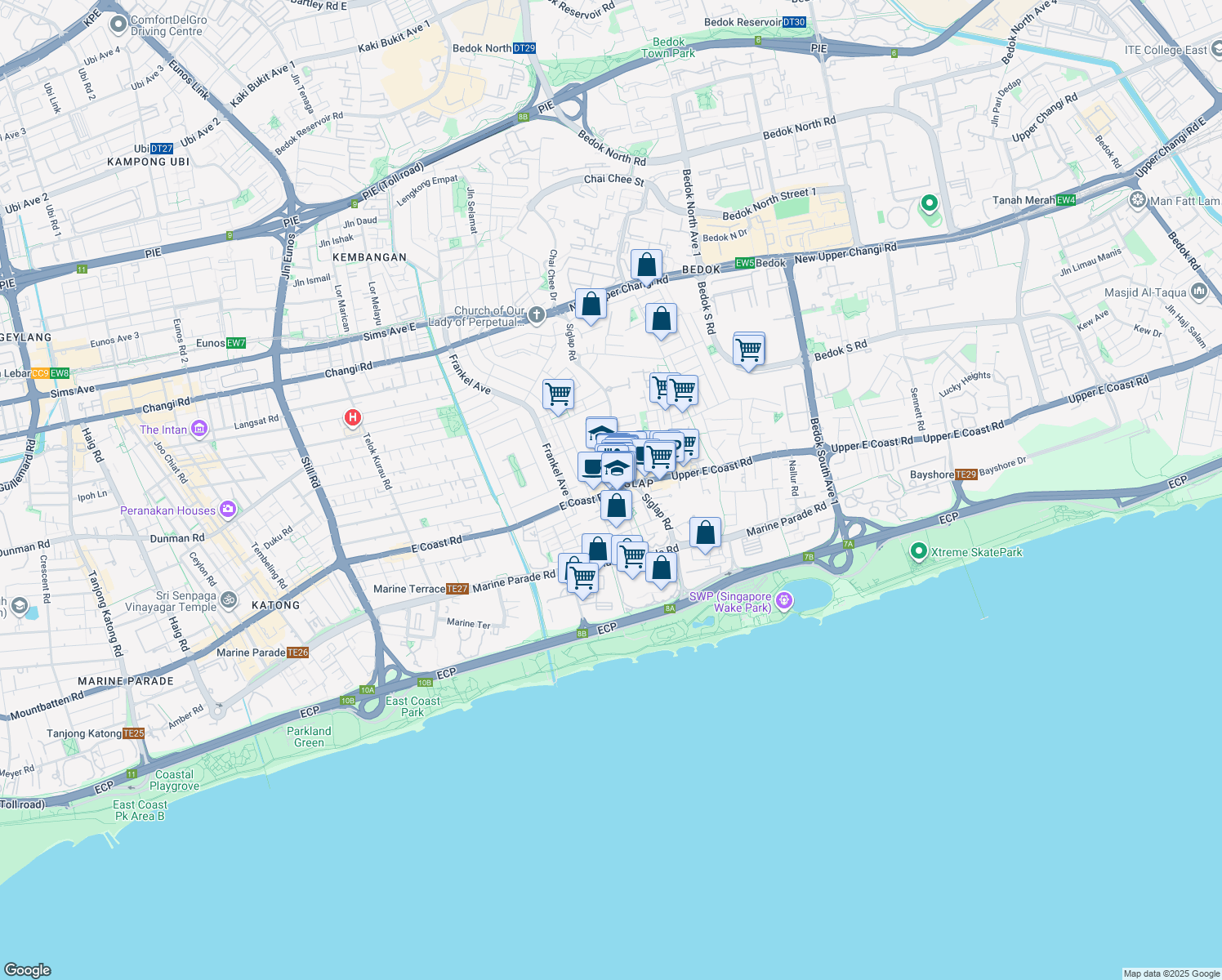 map of restaurants, bars, coffee shops, grocery stores, and more near in Singapore