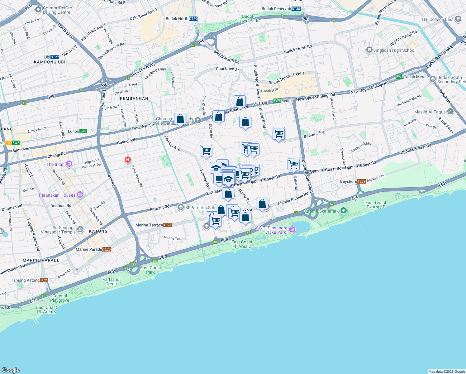 map of restaurants, bars, coffee shops, grocery stores, and more near in Singapore