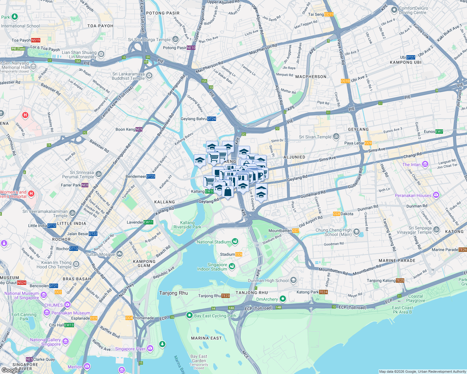 map of restaurants, bars, coffee shops, grocery stores, and more near in Singapore