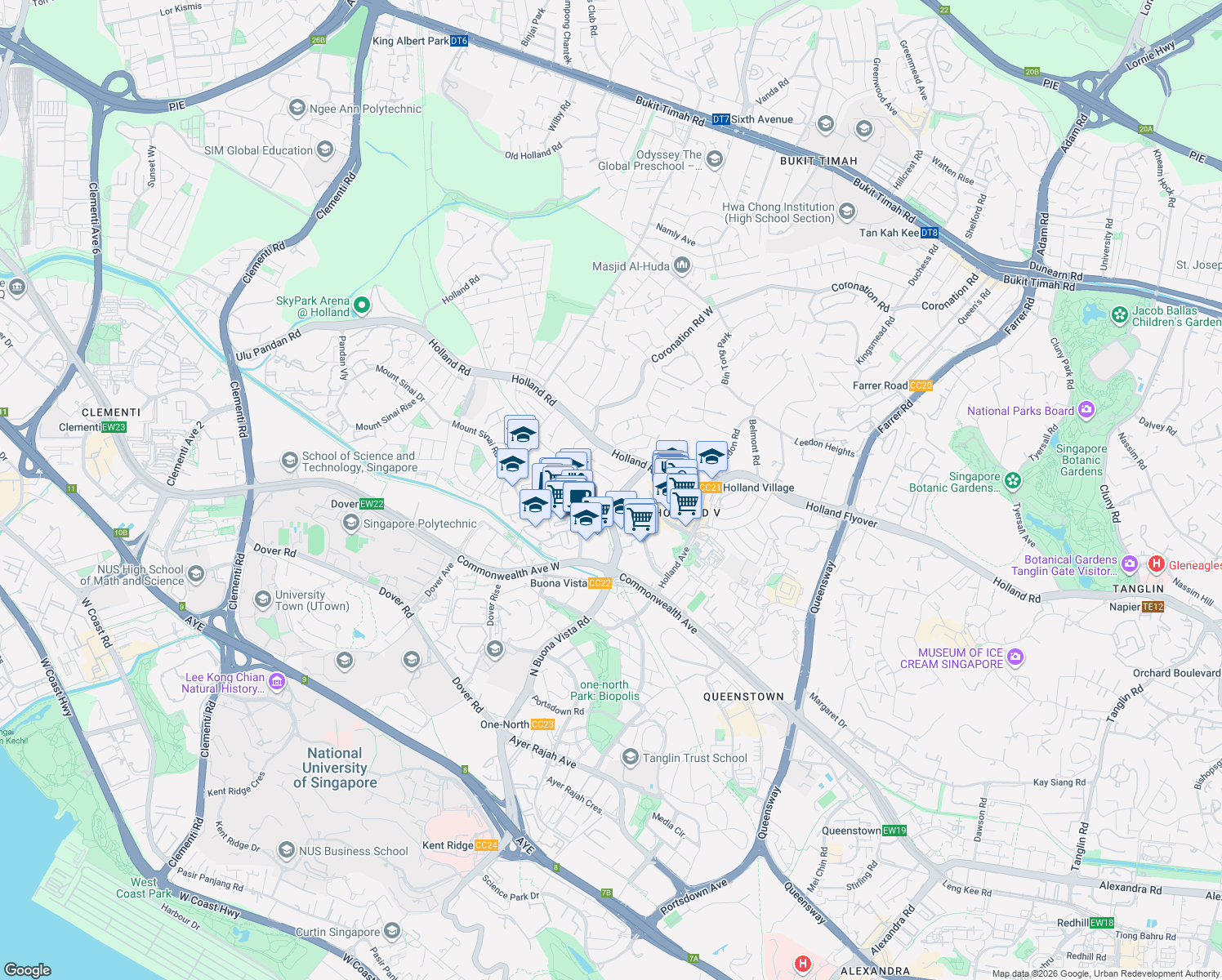map of restaurants, bars, coffee shops, grocery stores, and more near in Singapore